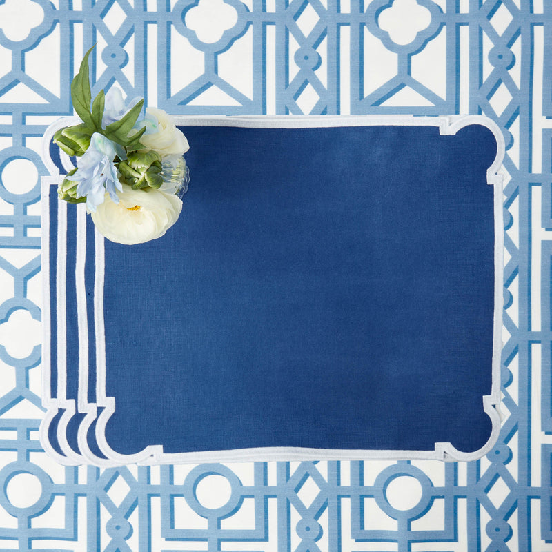 Azure Blue Linen Placemats & Napkins (Set of 4)