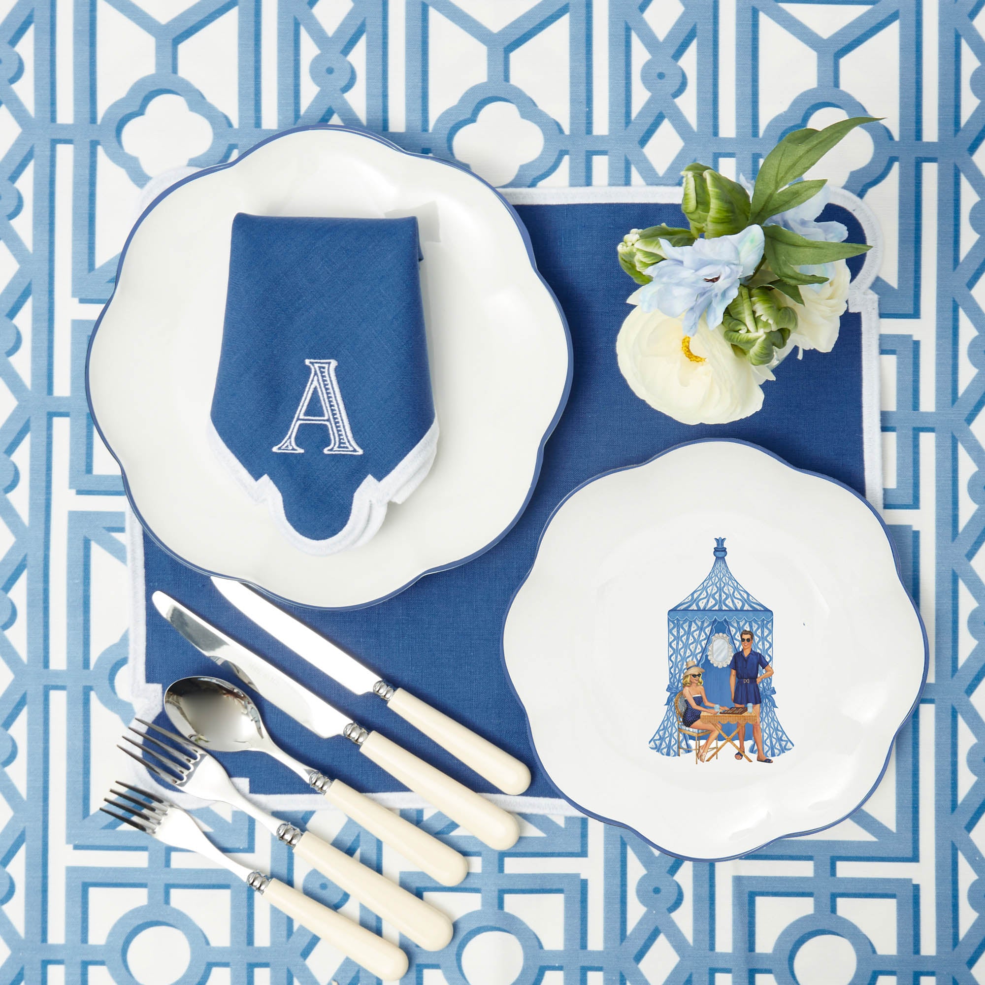 Azure Blue Linen Placemats (Set of 4)