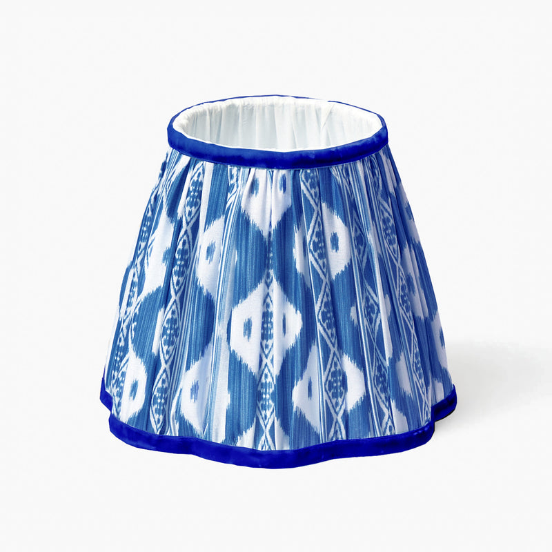 Tall Rechargeable Lamp with Cobalt Ikat Shade (18cm)