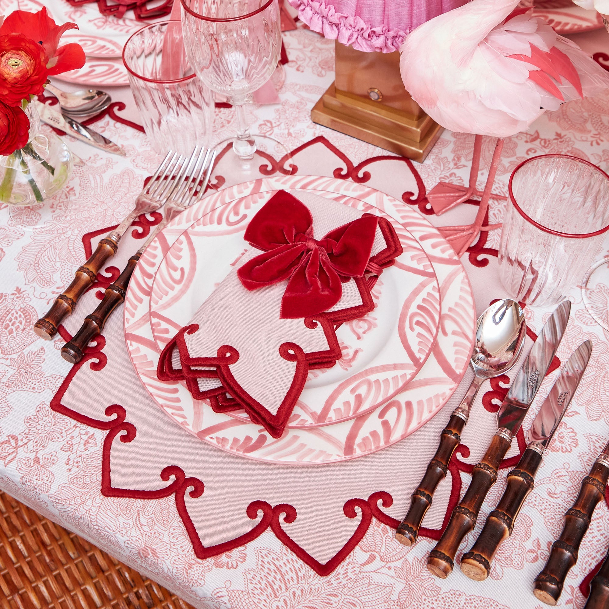 Angelina Pink & Red Placemats (Set of 4)