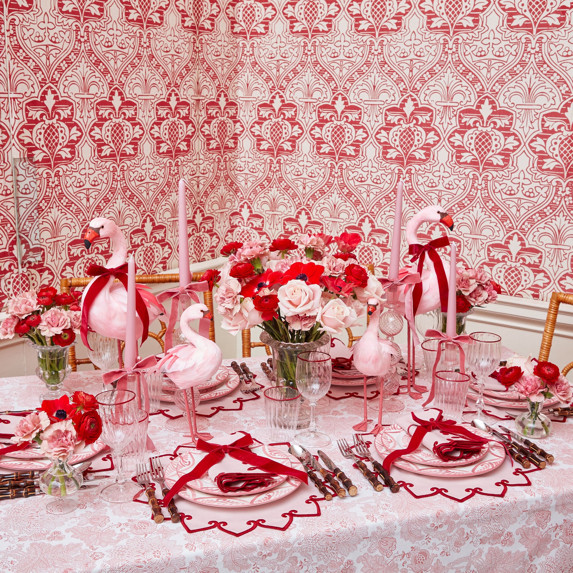 Angelina Pink & Red Placemats (Set of 4)