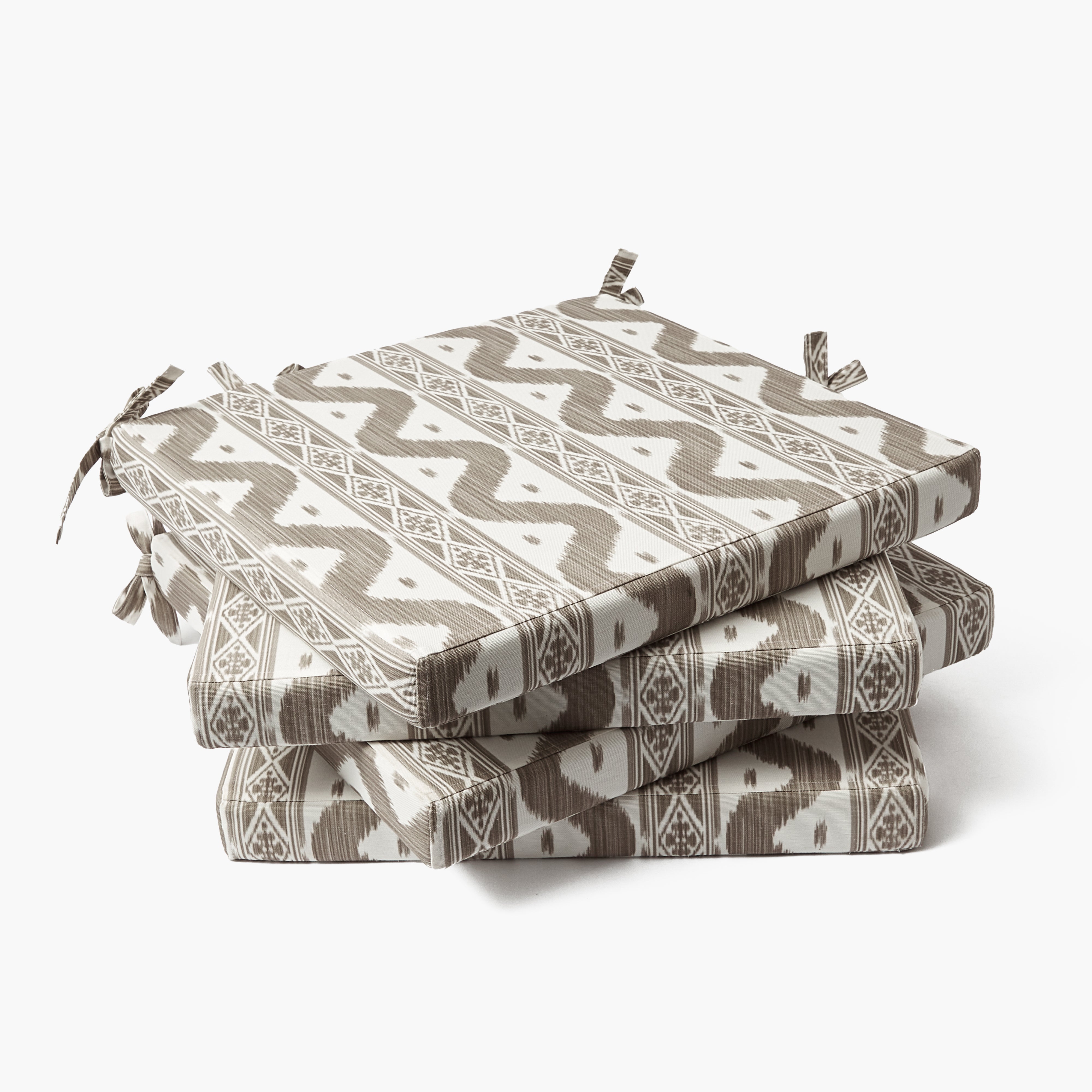 Putty Ikat Seat Pad Cushions (Set of 4)