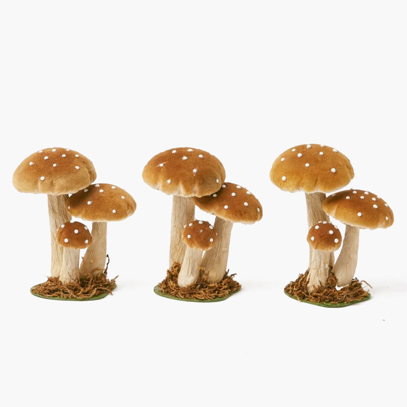 Small Caramel Velvet Mushrooms (Set of 3)