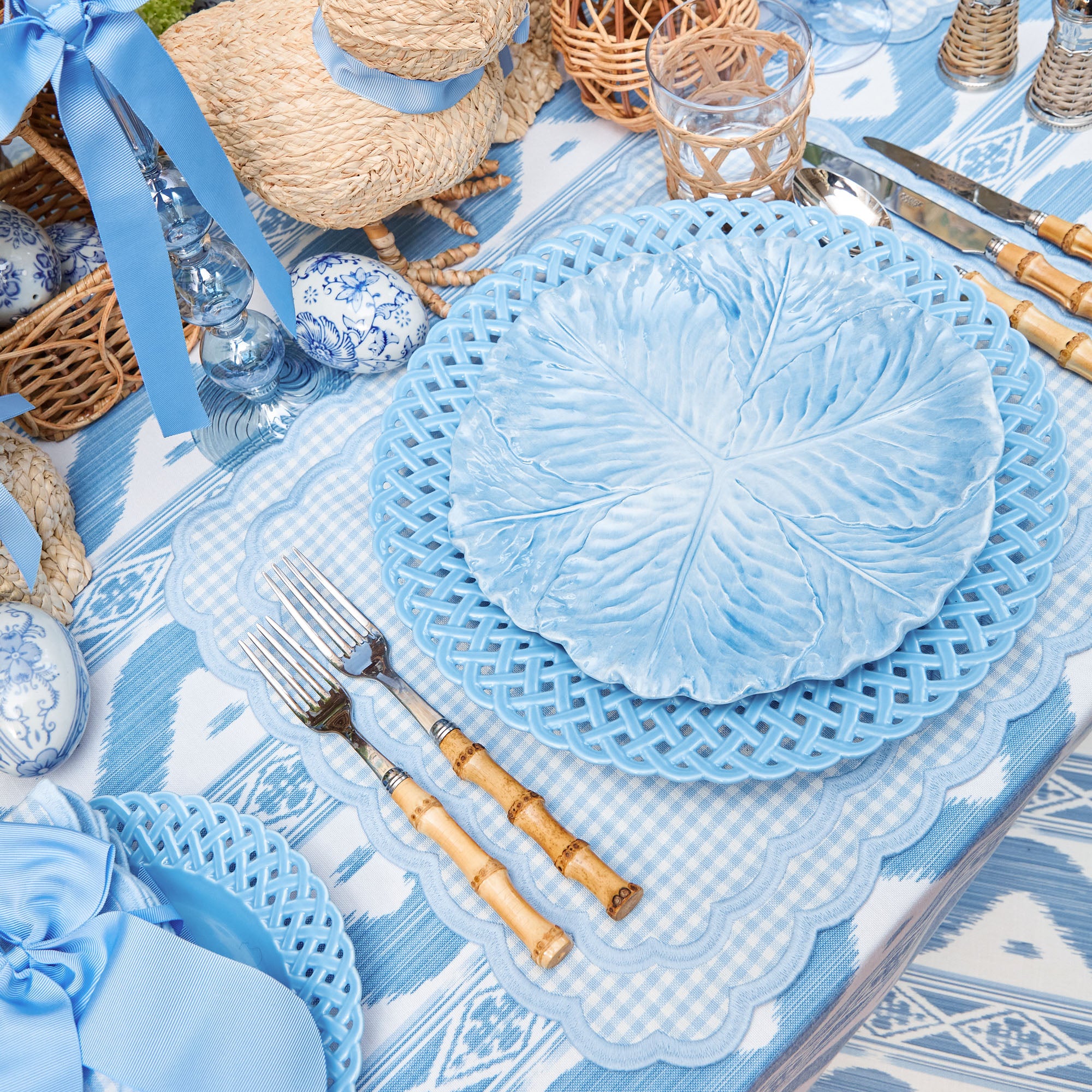 Blue Basketweave Dinner Plate