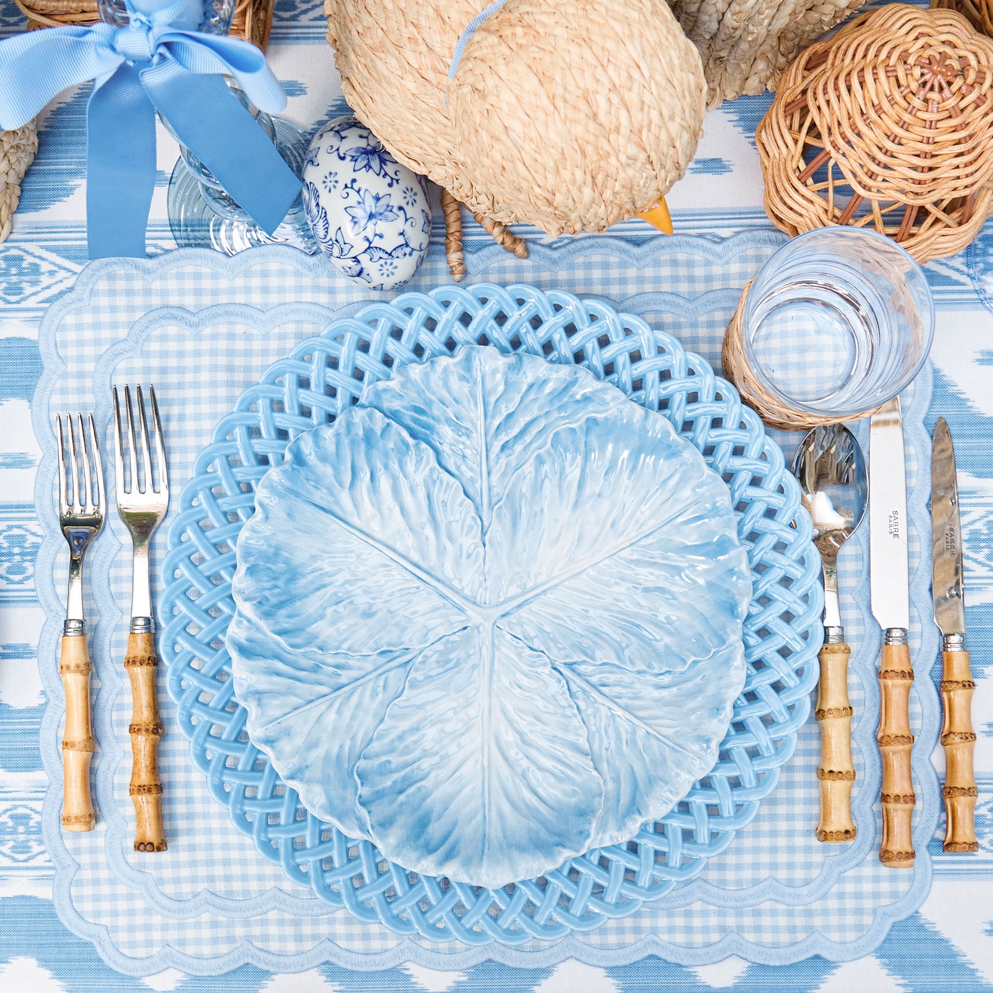 Blue Basketweave Dinner & Starter Plates (Set of 8)