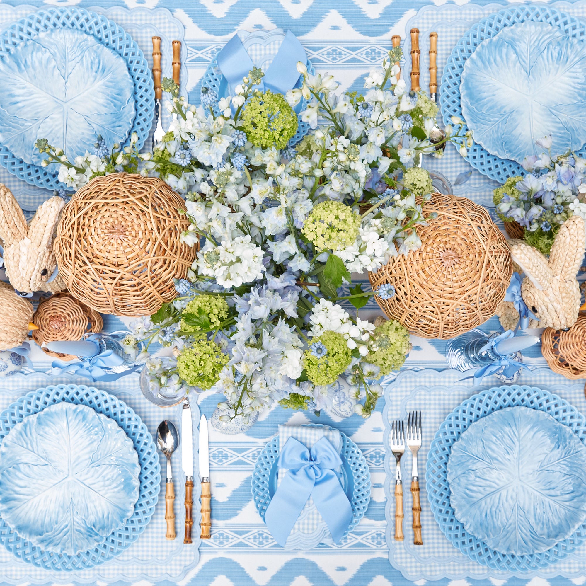 Isla Blue Gingham Placemats & Napkins  (Set of 4)