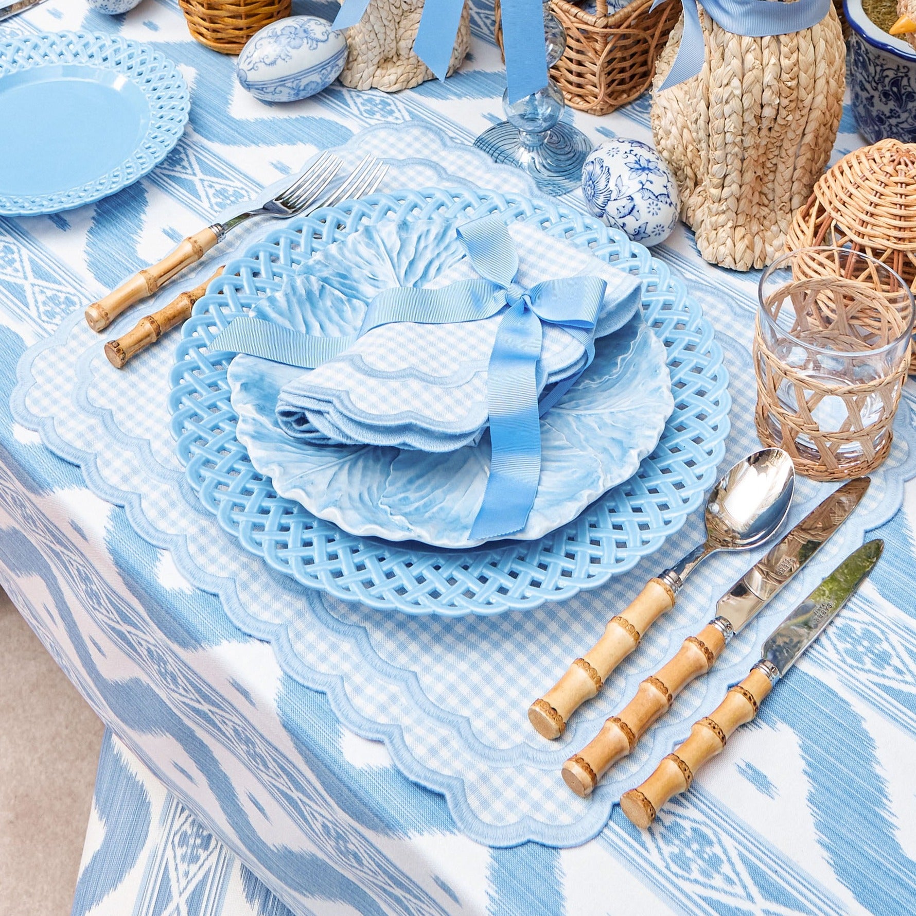 Blue Ikat Tablecloth