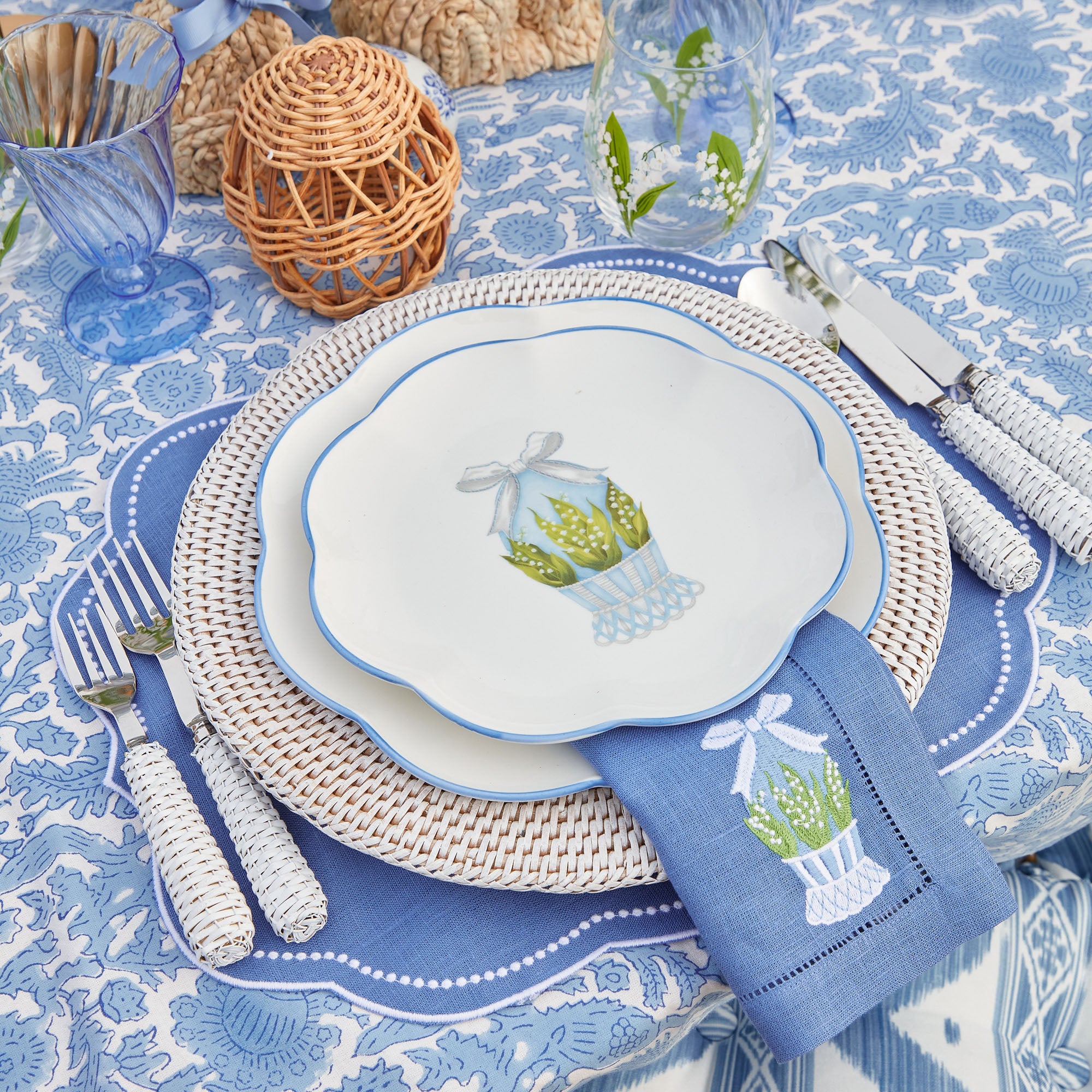 Eloise Blue & White Dotted Placemats (Set of 4)