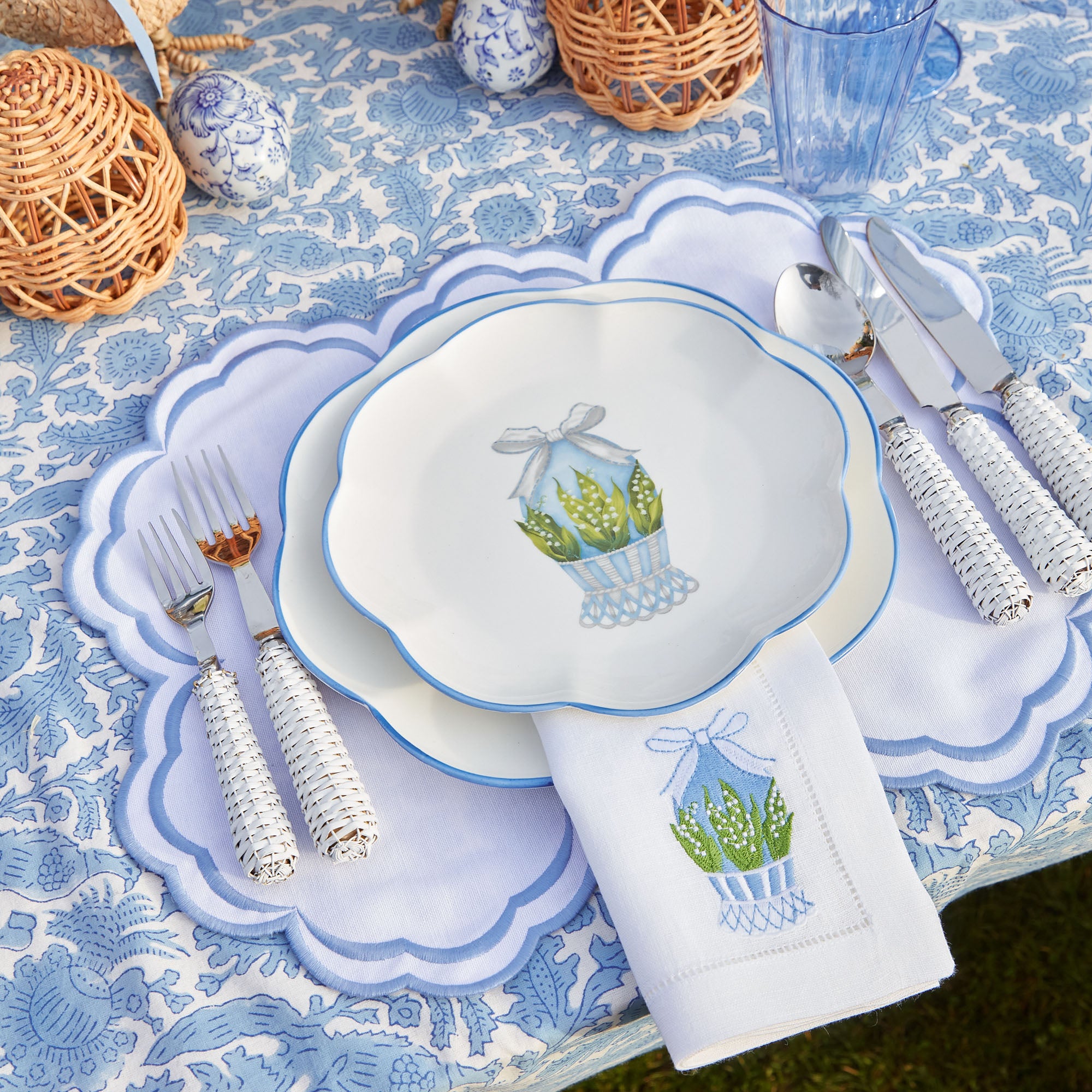 Scalloped Blue Easter Starter Plate