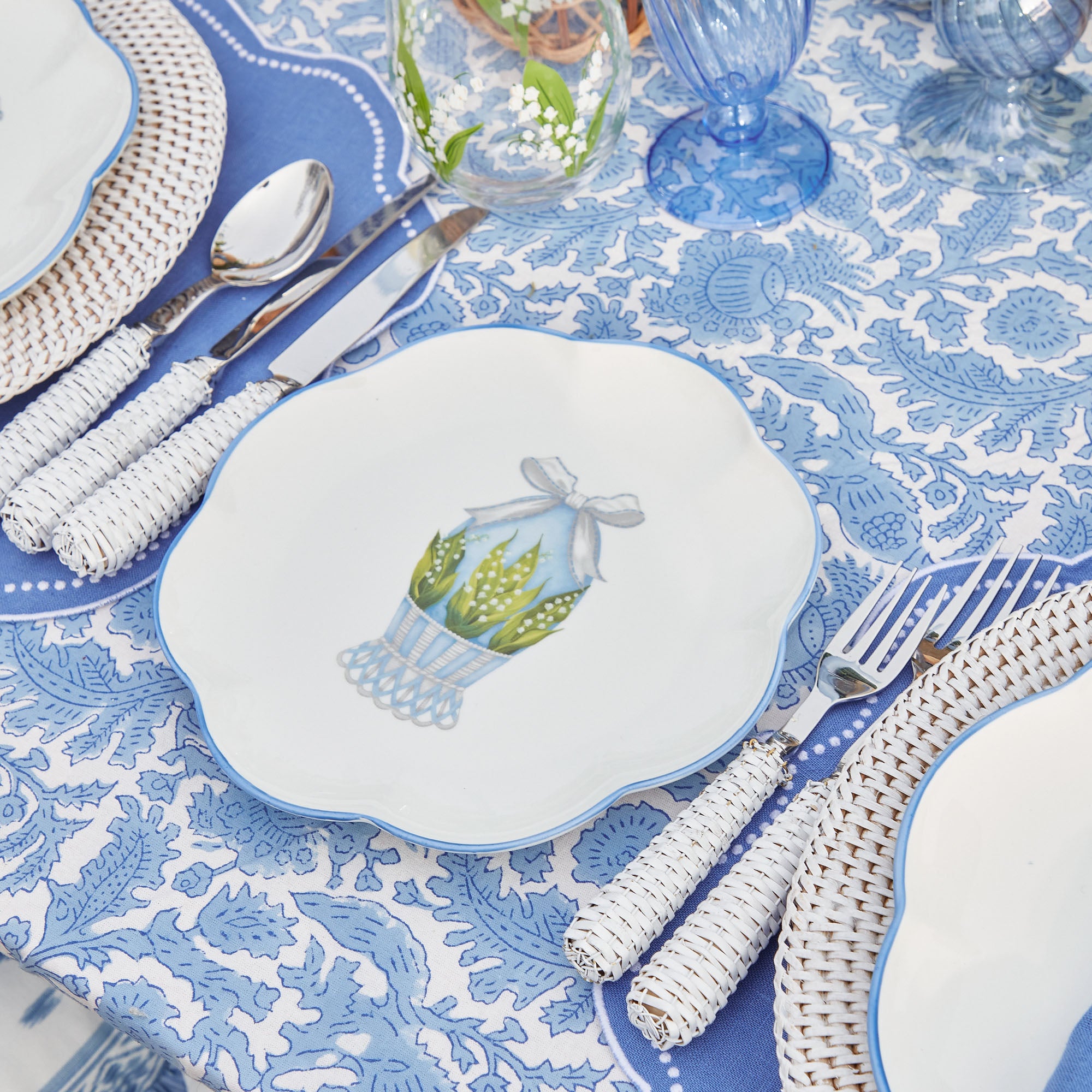 Scalloped Blue Easter Starter Plate