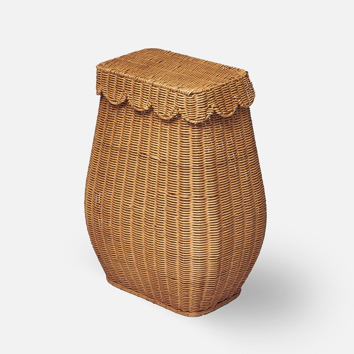 Small Scalloped Laundry Rattan Basket