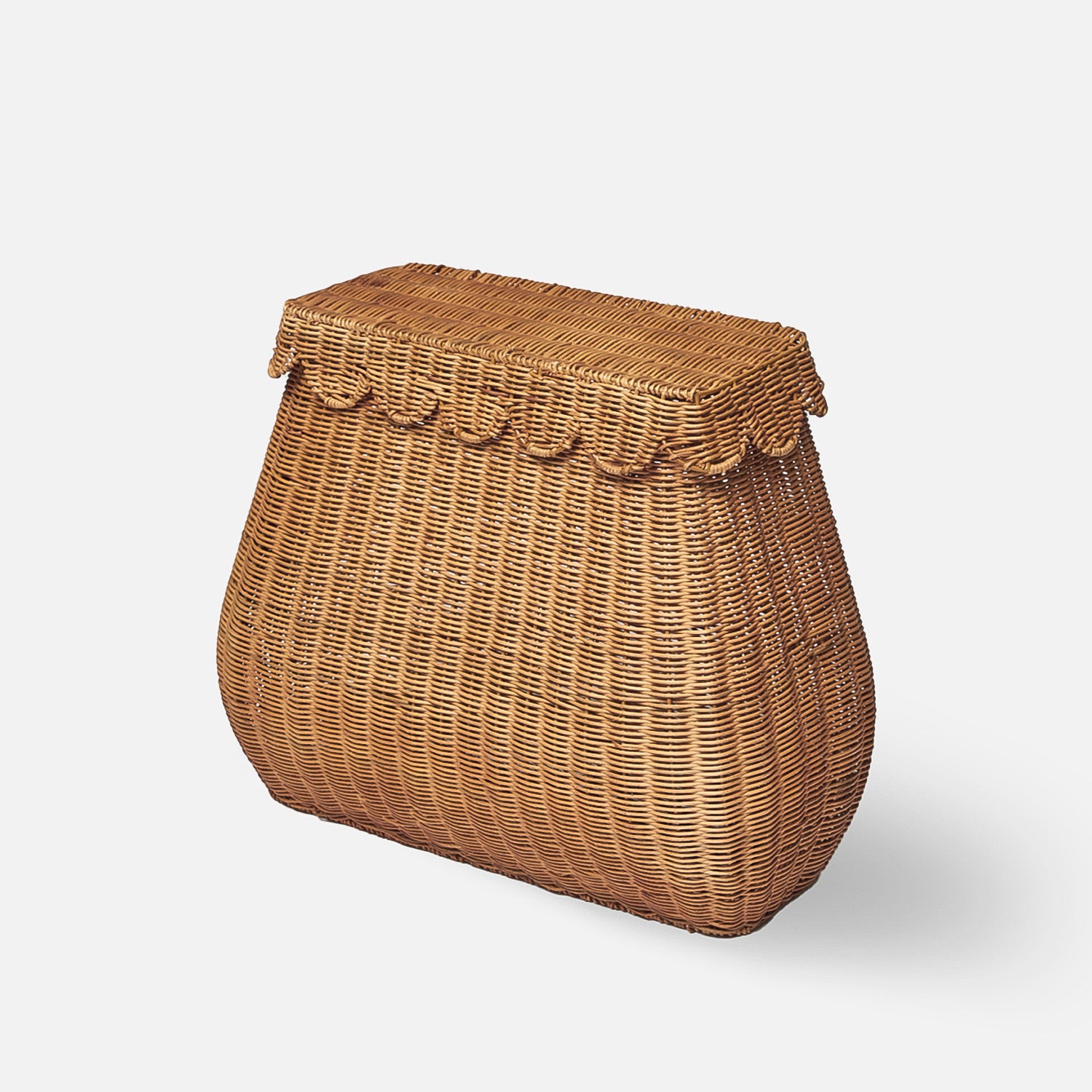 Scalloped Laundry Rattan Basket