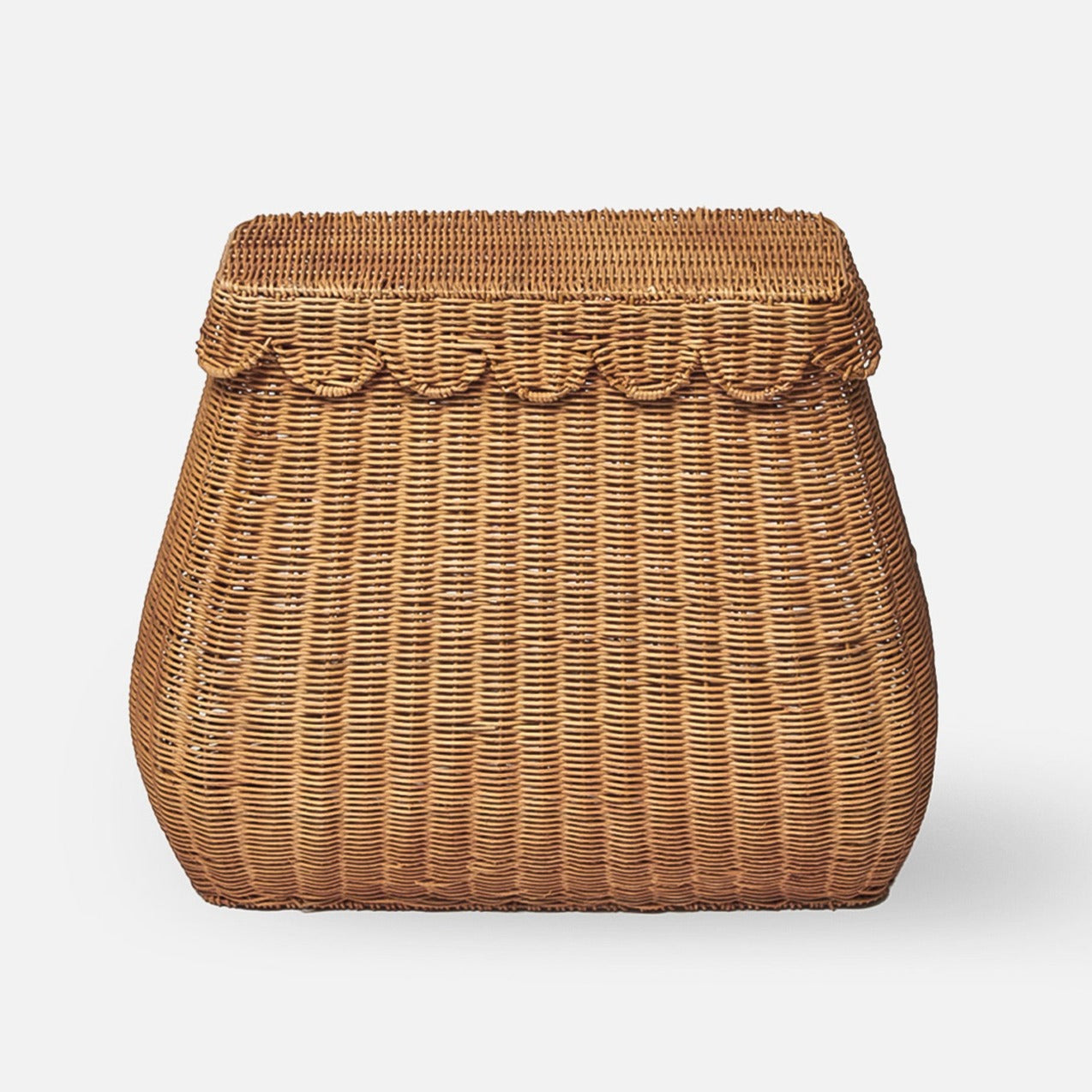 Scalloped Laundry Rattan Basket