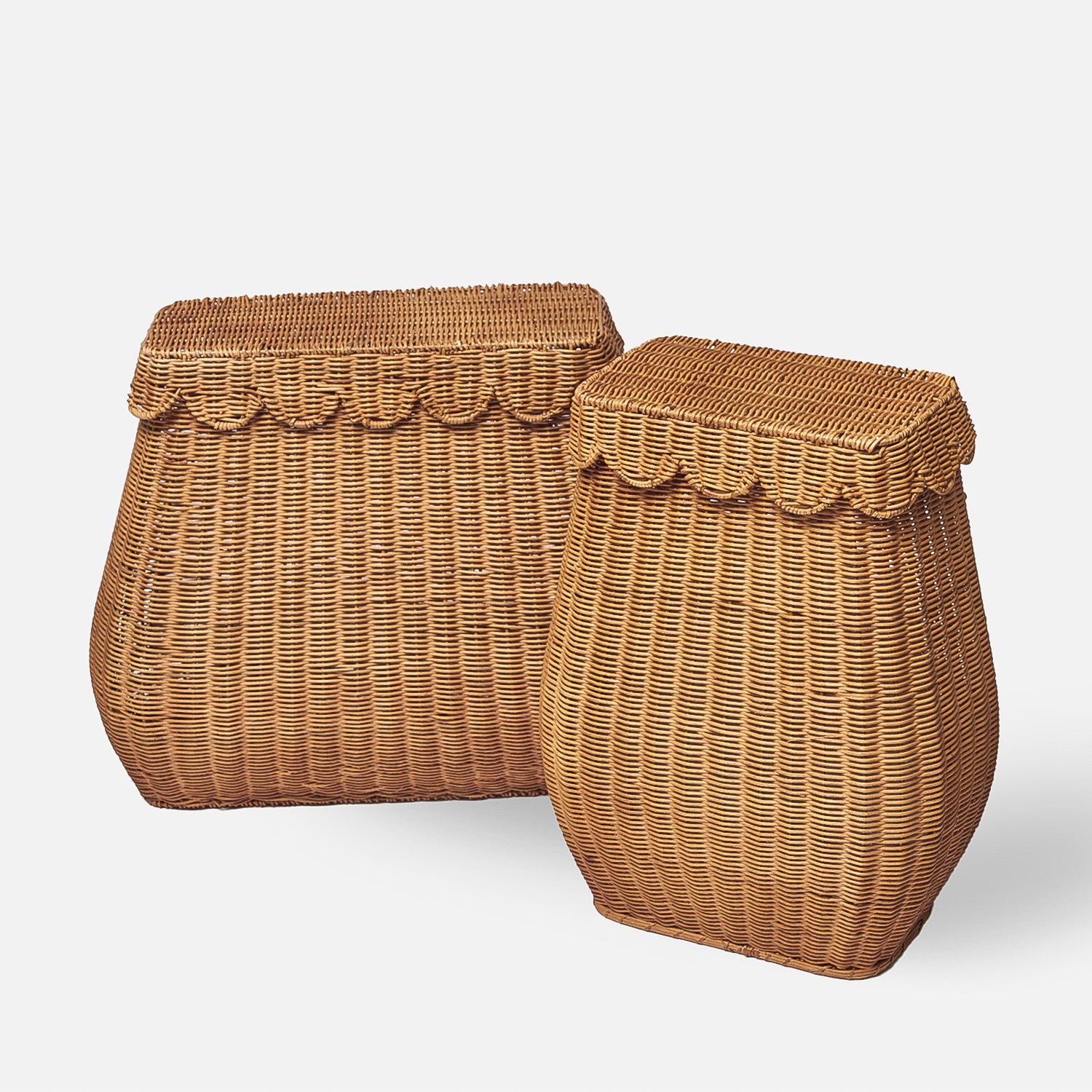 Scalloped Laundry Rattan Basket