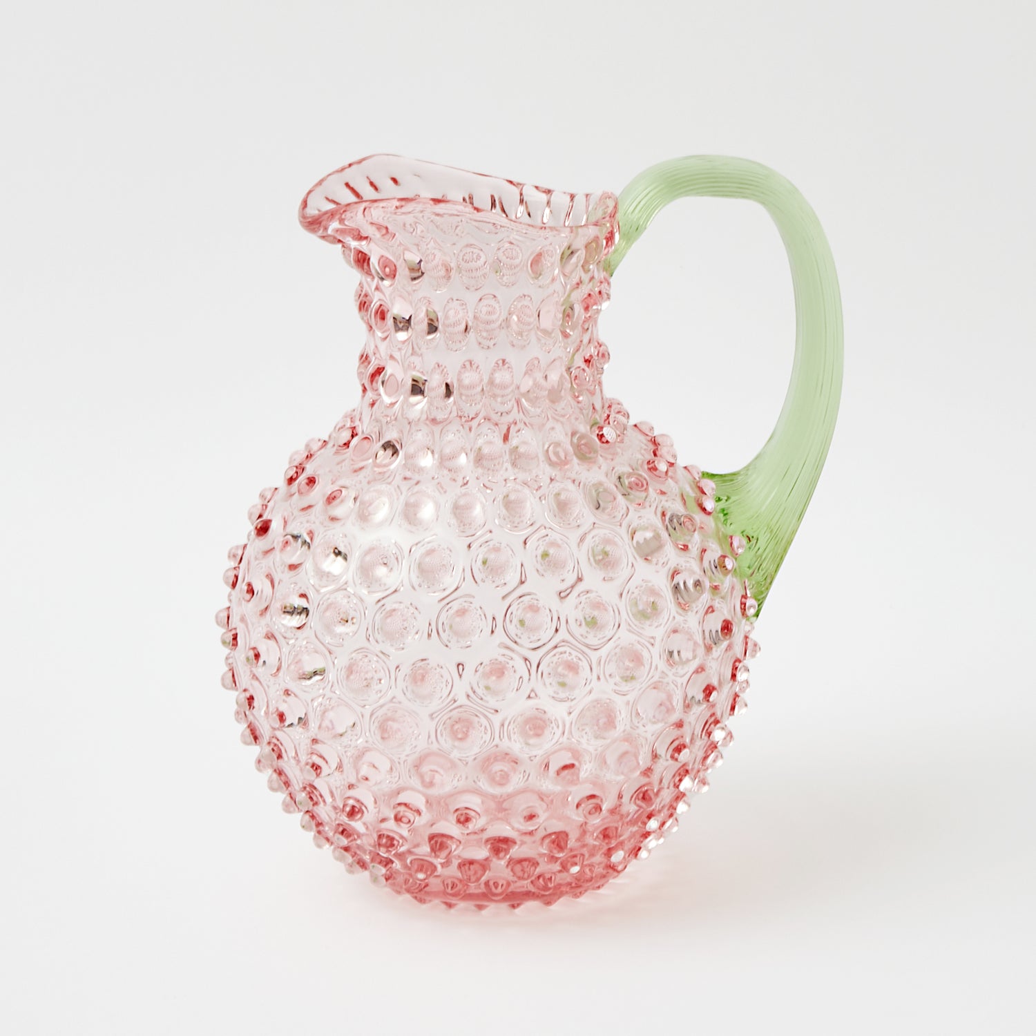 Rose Hobnail Jug with Emerald Handle