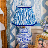 Chinoiserie Rechargeable Lamp & Cobalt Ikat Shade (22cm)