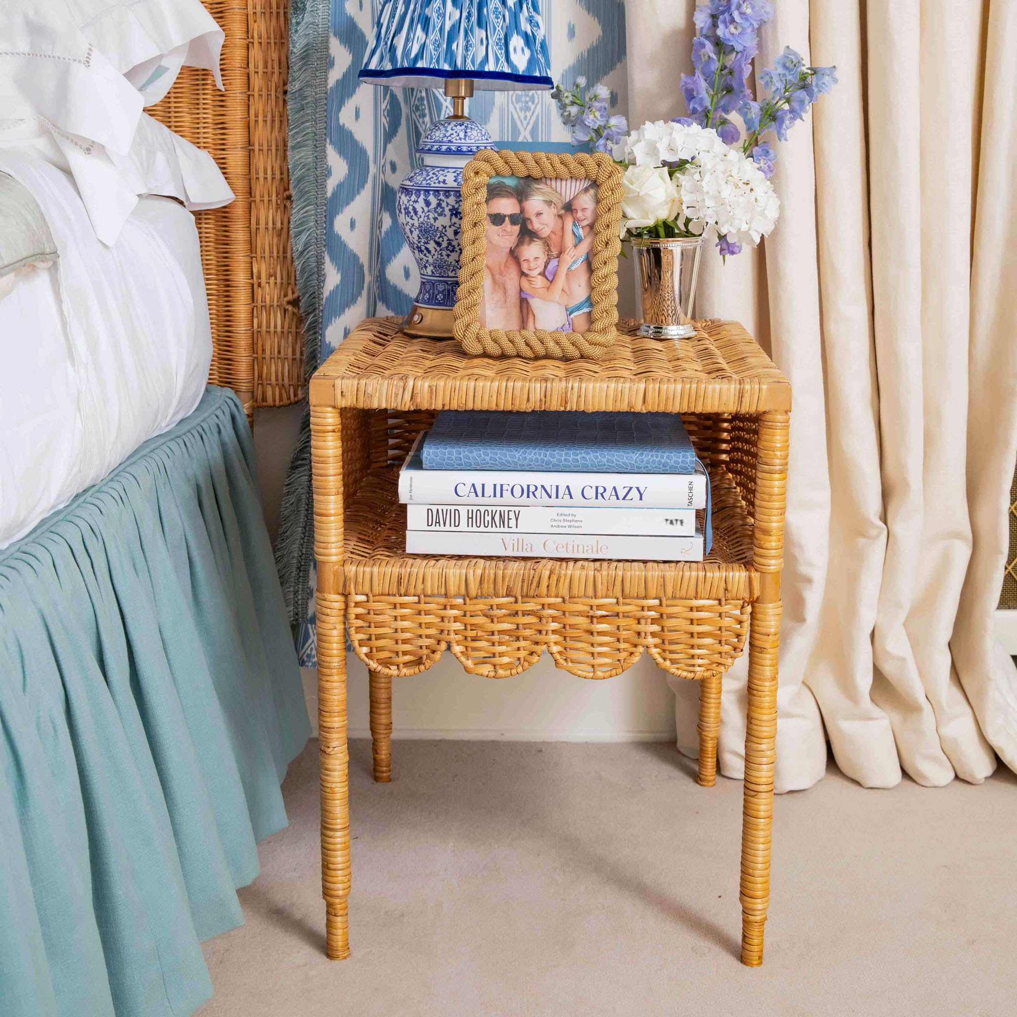 Lara Rattan Scalloped Bedside Table