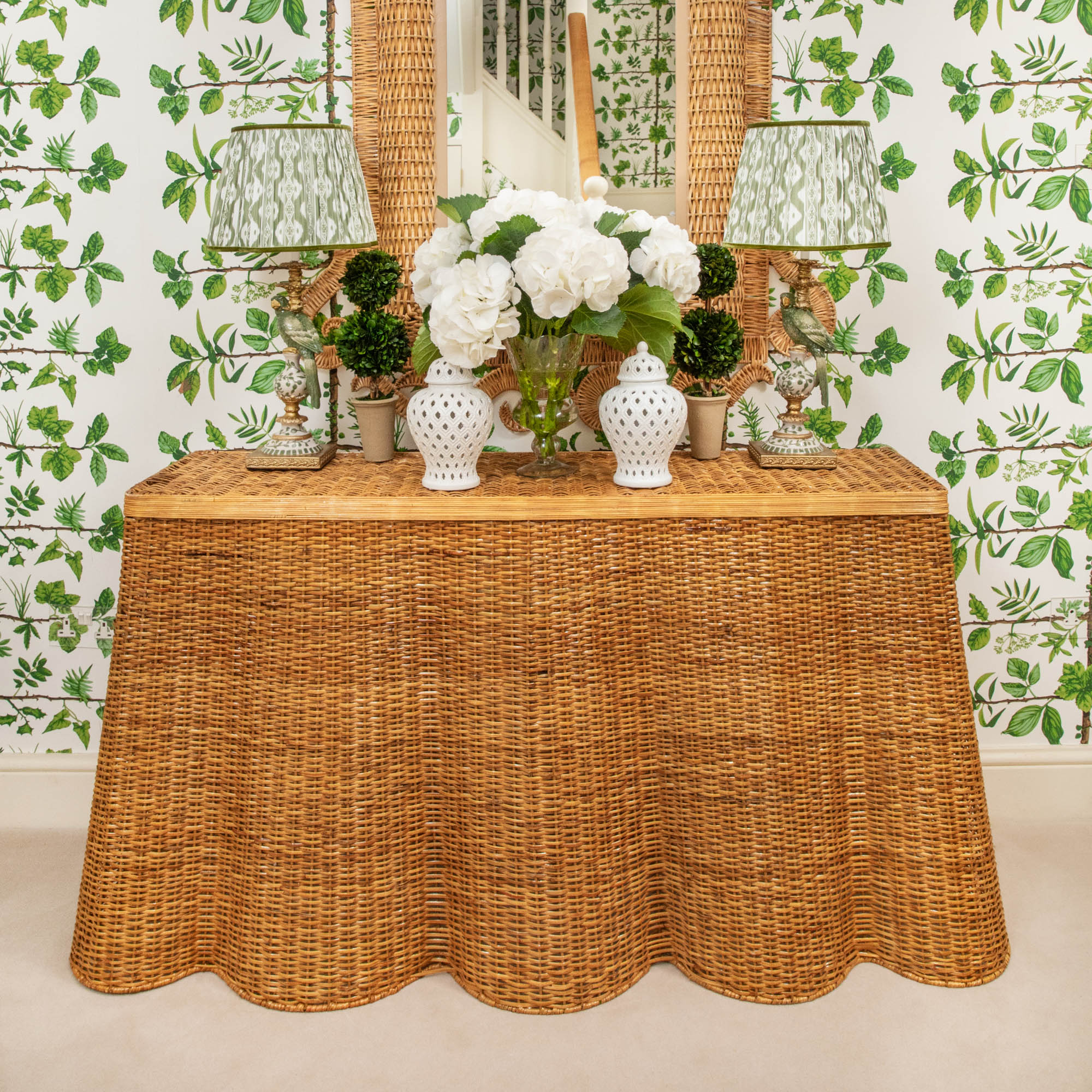 Vivienne Rattan Scalloped Console Table