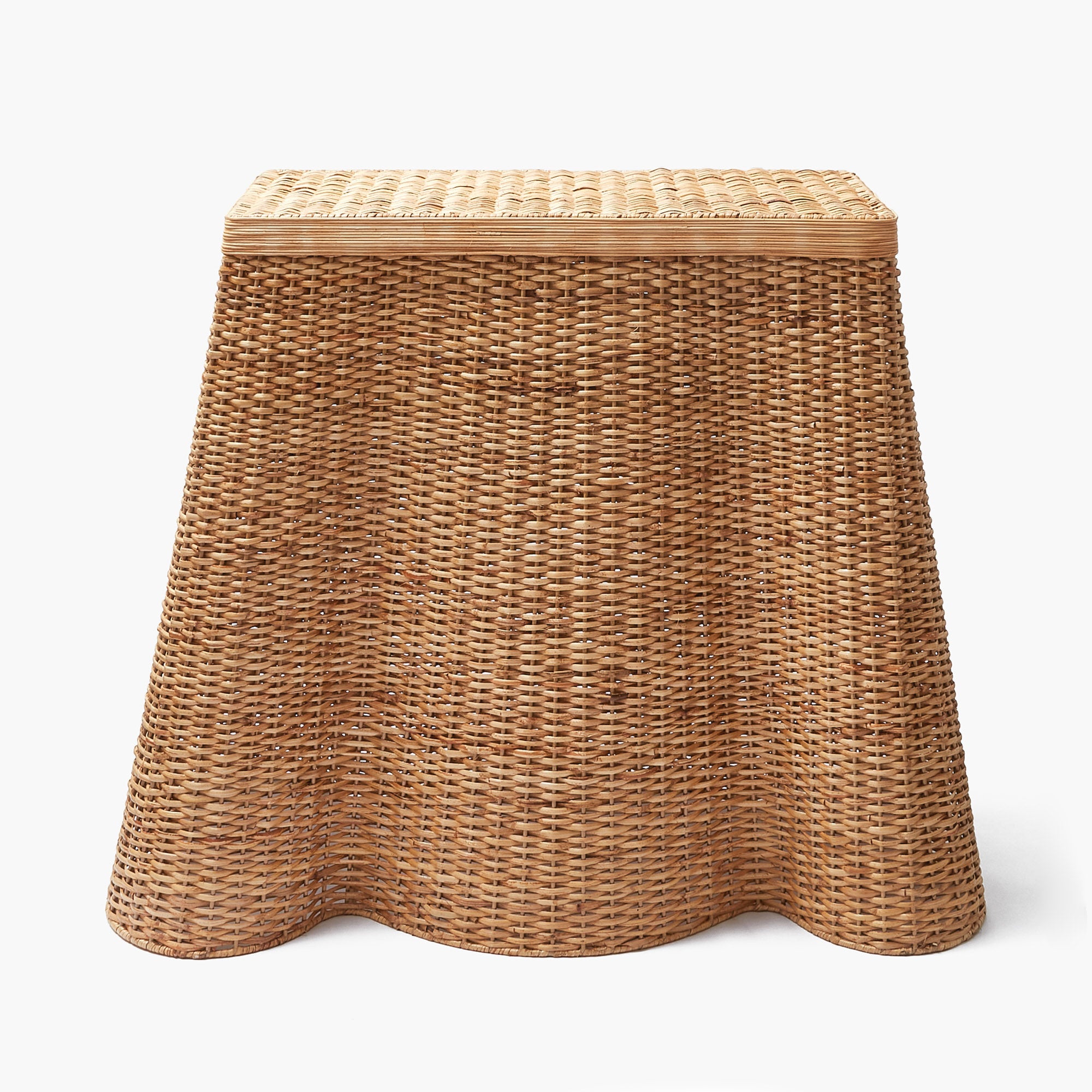 Small Vivienne Rattan Scalloped Console Table