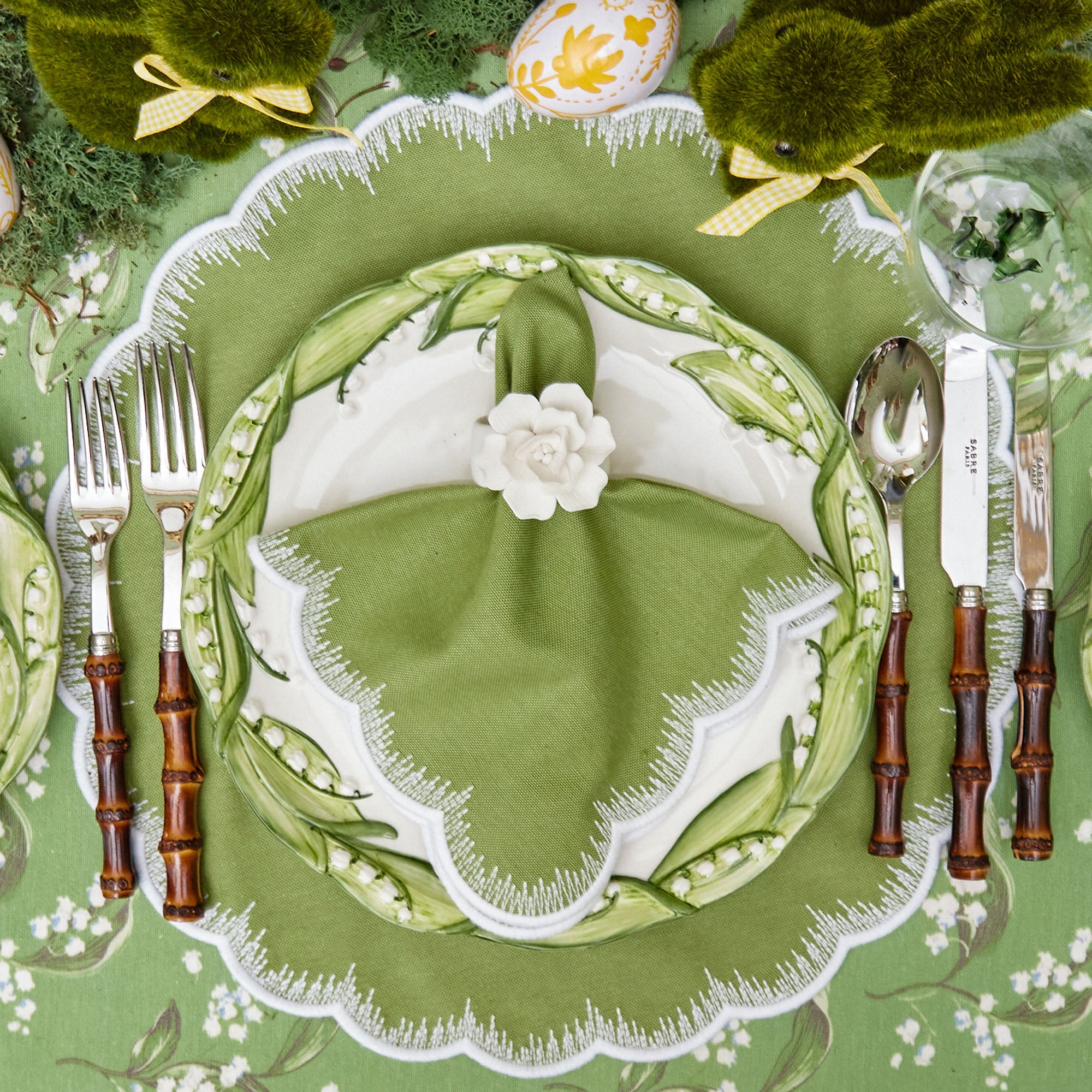 Apple Green Isabella Round Placemats (Set of 4)