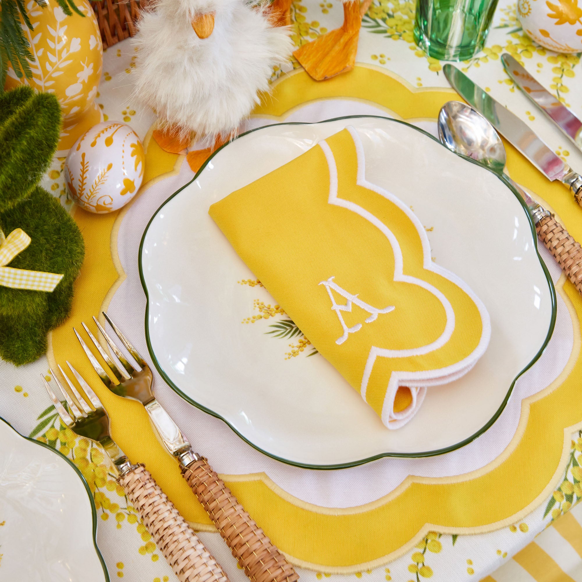 Yellow Appliqué Napkins (Set of 4)