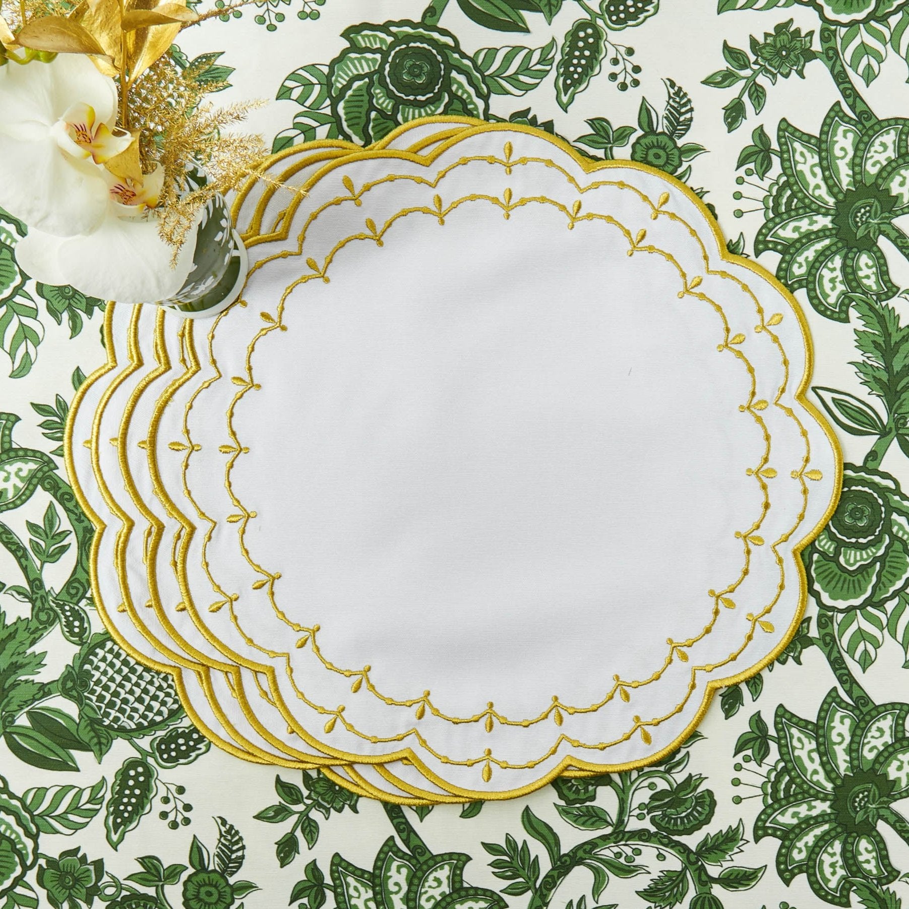 Olivia White & Gold Placemats (Set of 4)