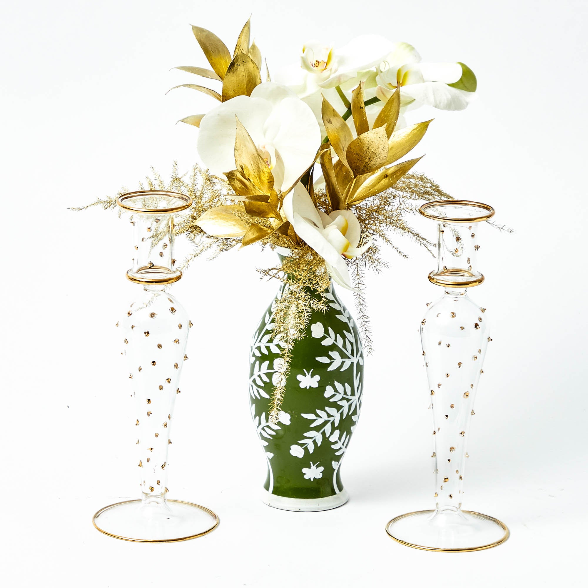 Dotty Gold Candle Holder (Pair)