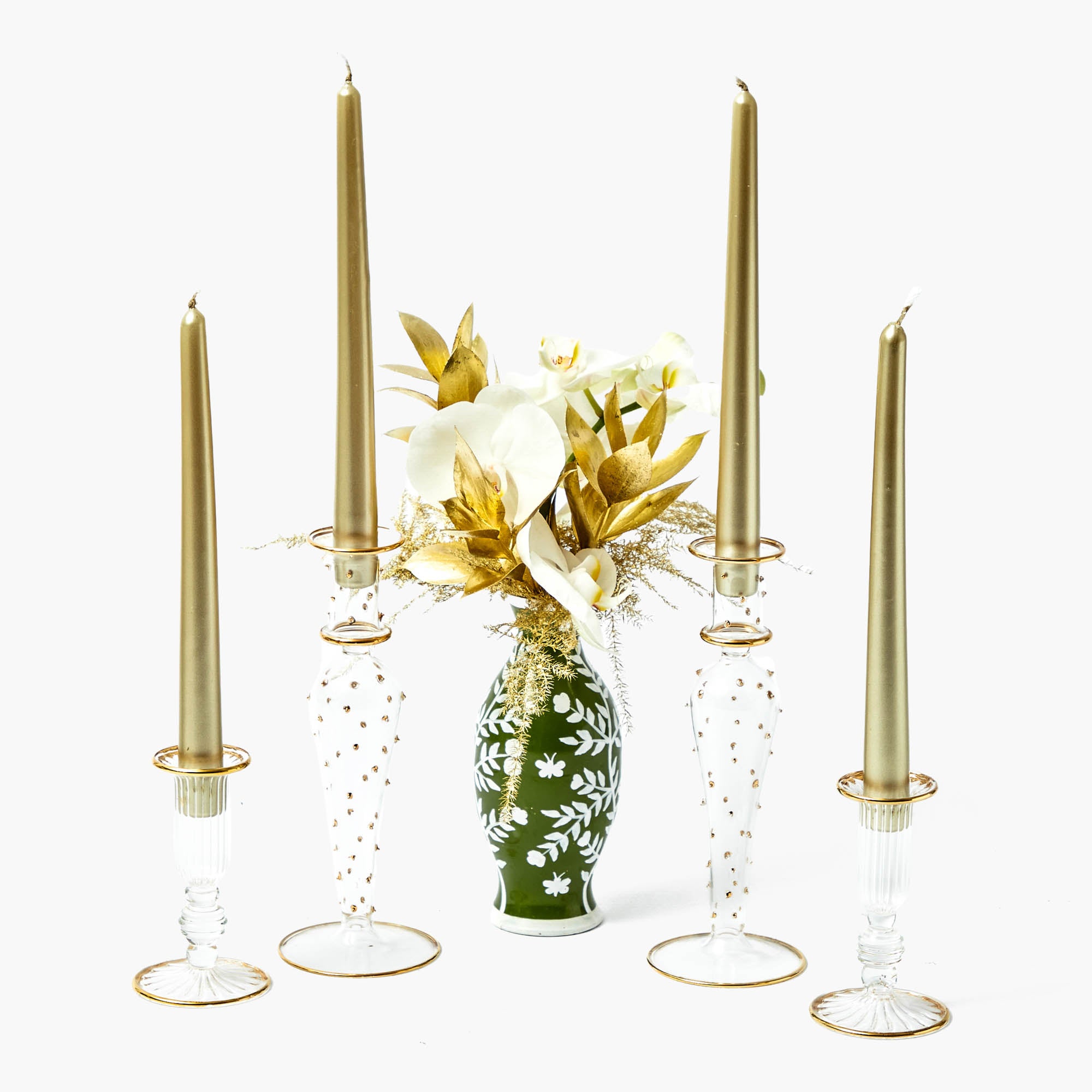 Dotty Gold Candle Holder (Pair)