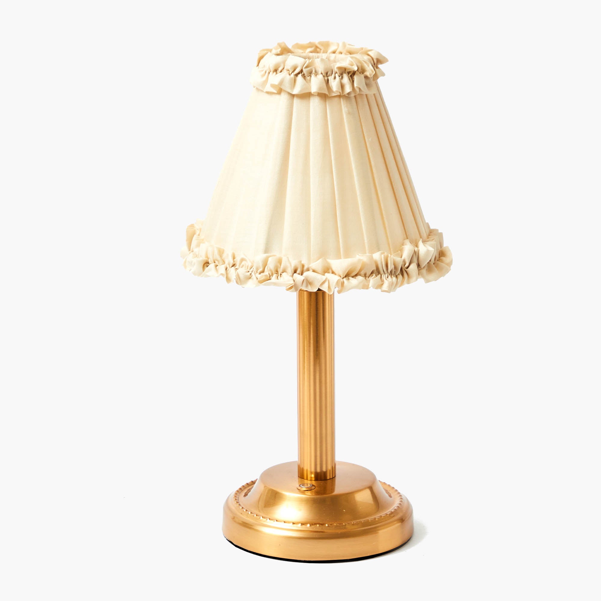 Corinthian Rechargeable Lamp with Cream Frilled Silk Shade (18cm)