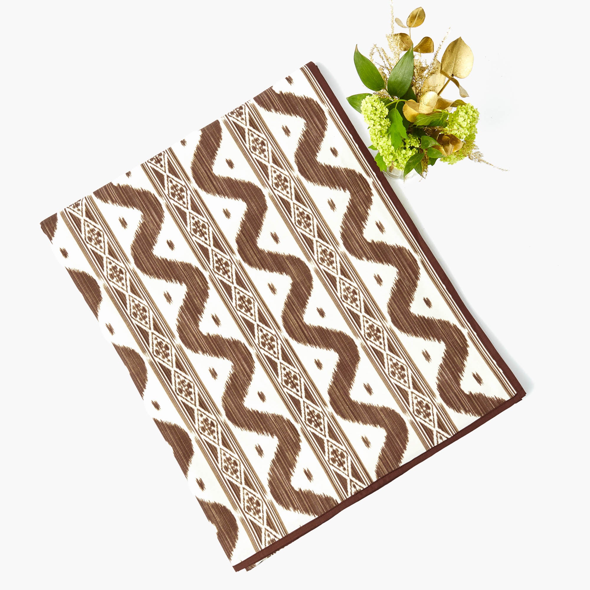 Chocolate Brown Ikat Tablecloth