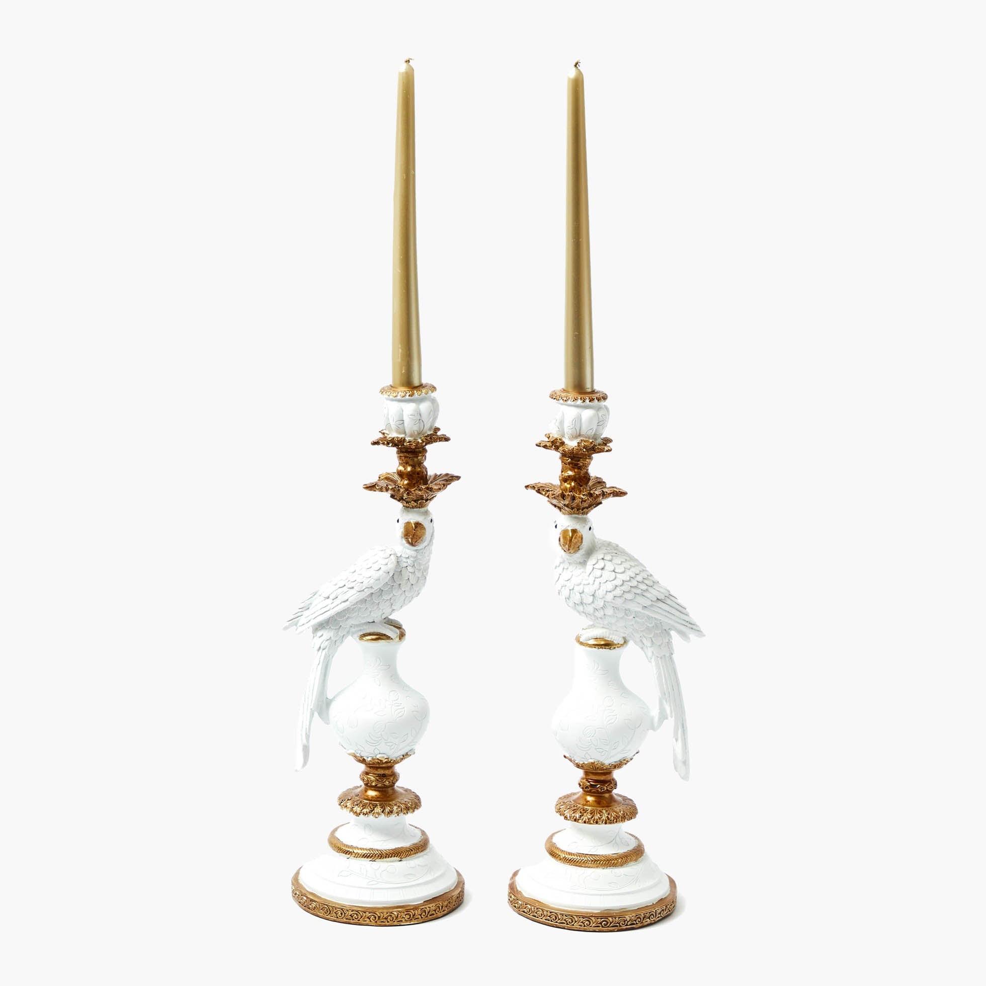 White Parrot Candle Holder (Pair)