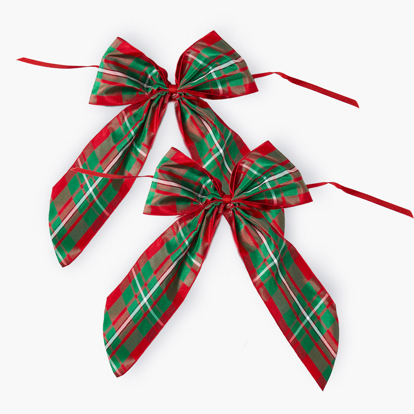 Large Red & Green Tartan Bows (Pair)