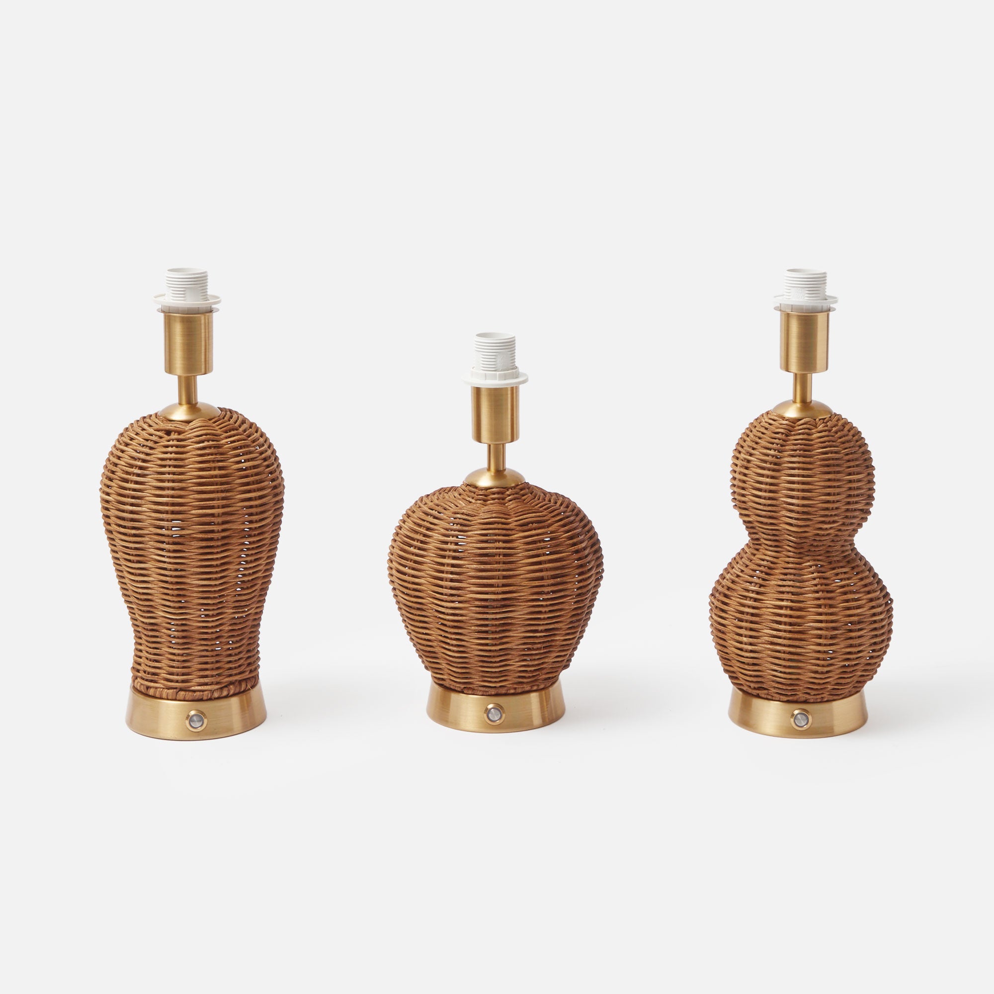 Trio of Rechargeable Rattan Lamp Stands