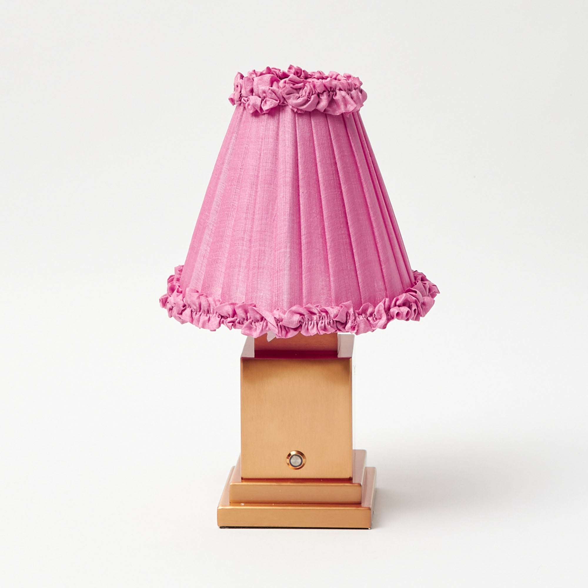 Rechargeable Lamp with Pink Frilled Shade (18cm)