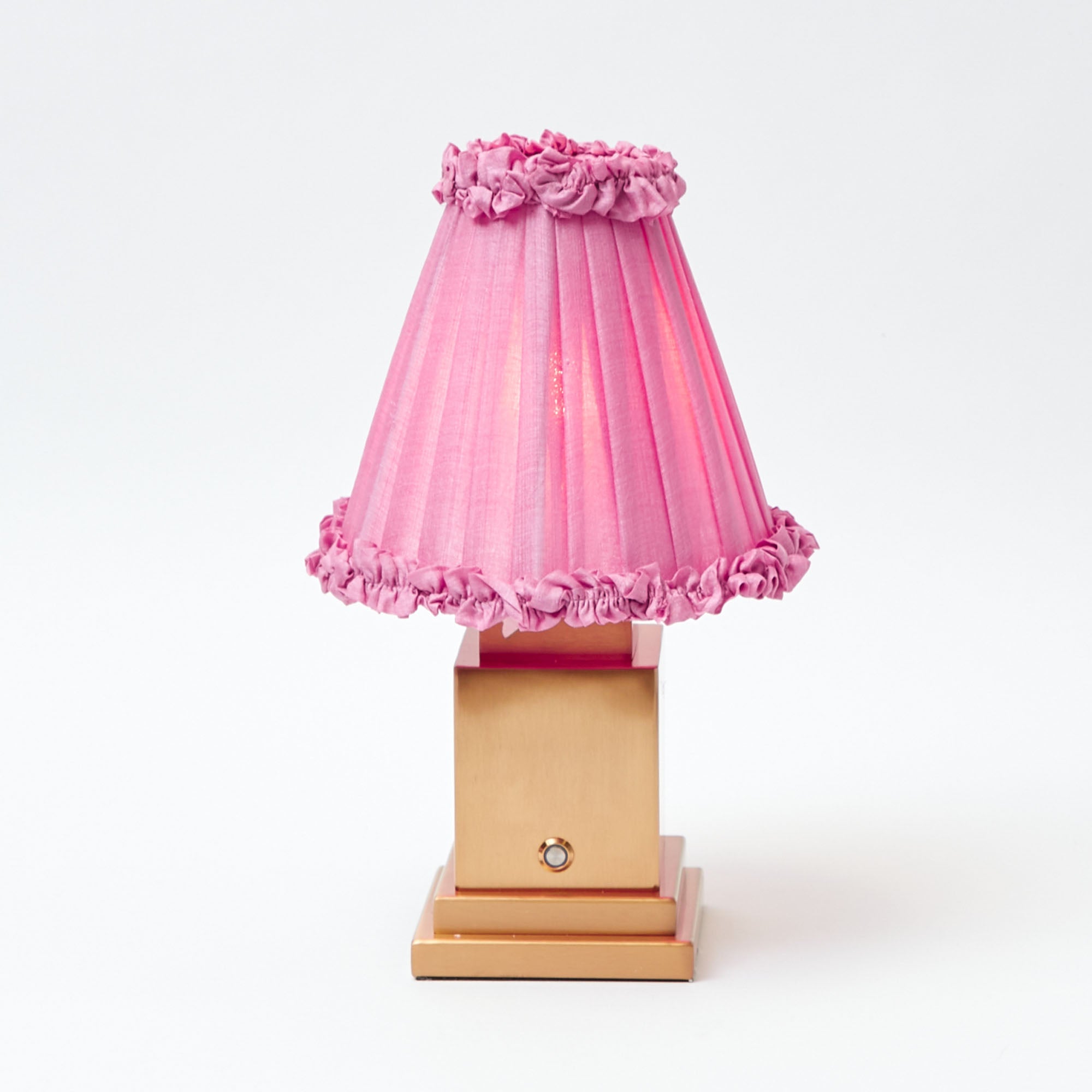 Rechargeable Lamp with Pink Frilled Shade (18cm)