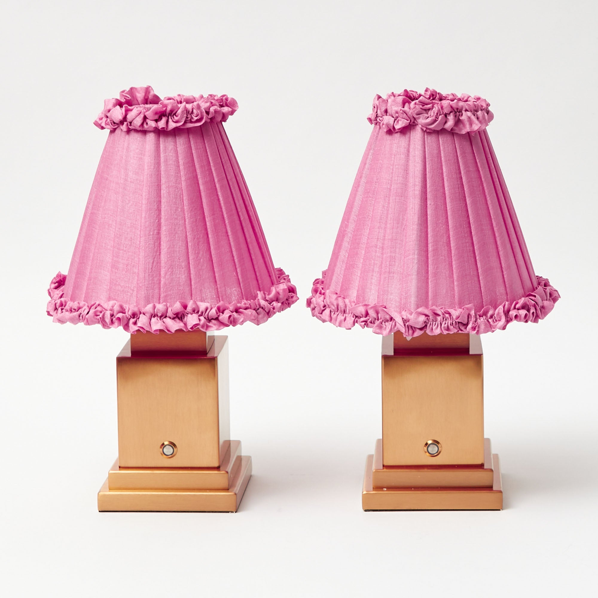 Rechargeable Lamp with Pink Frilled Shade (18cm)