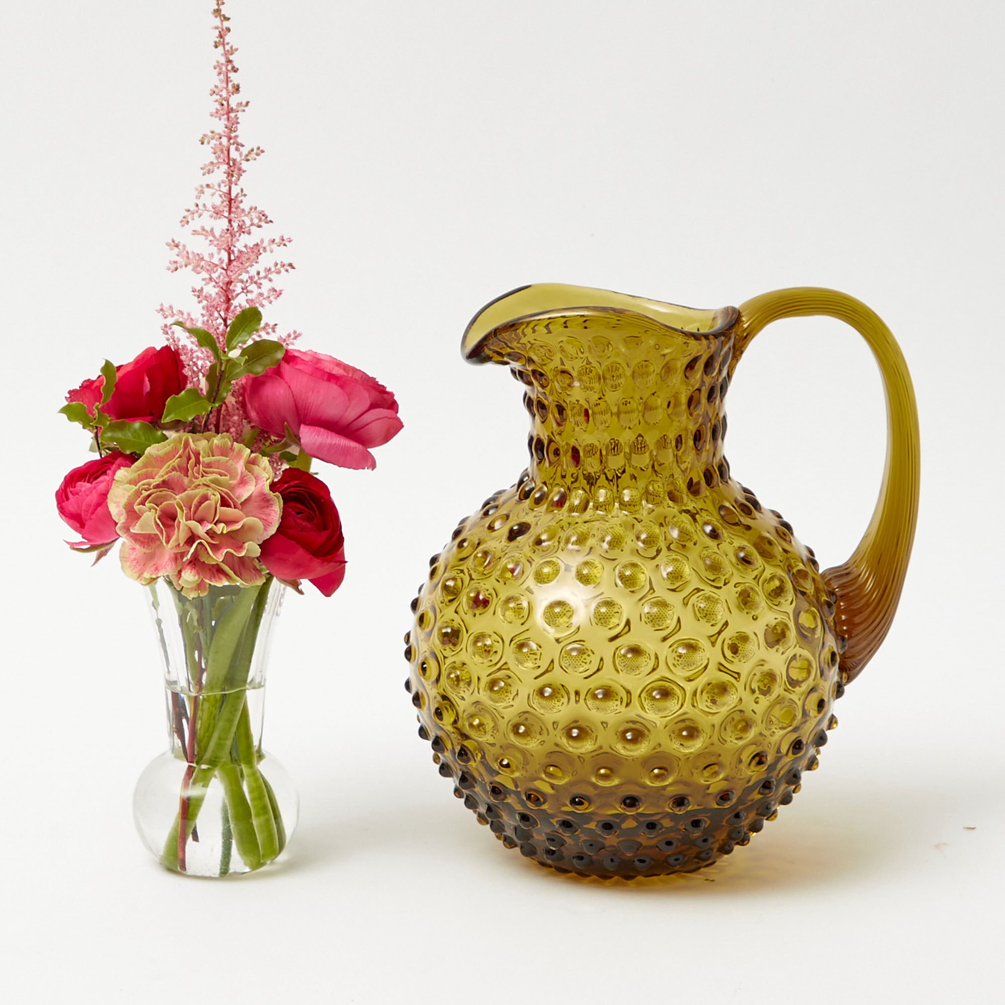 Olive Green Hobnail Jug