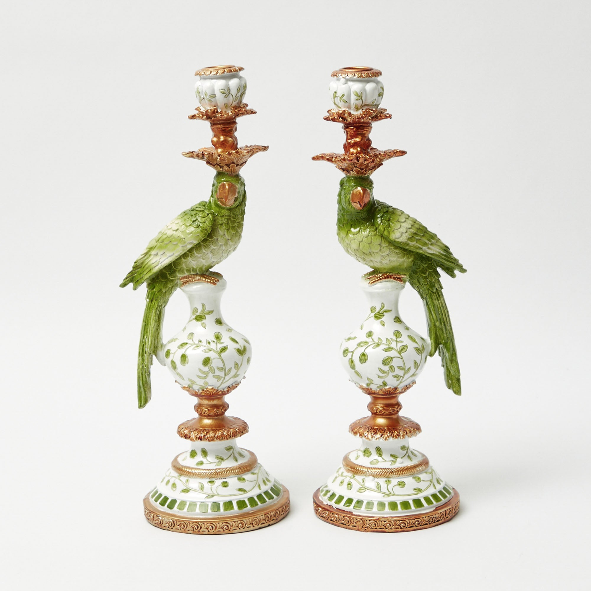 Green Parrot Candle Holder (Pair)