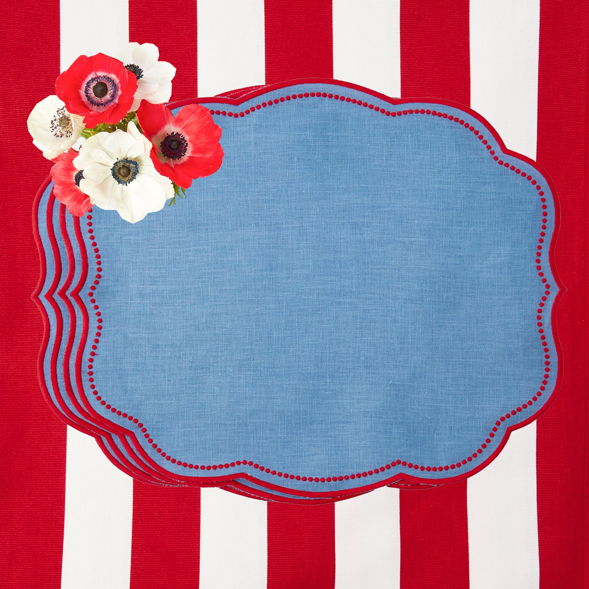 Eloise Blue & Red Placemats (Set of 4)