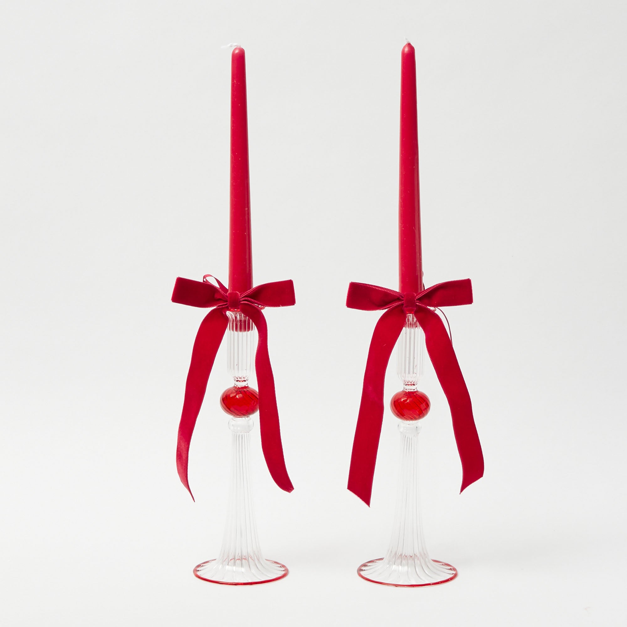 Paulette Red Candle Holders (Pair)