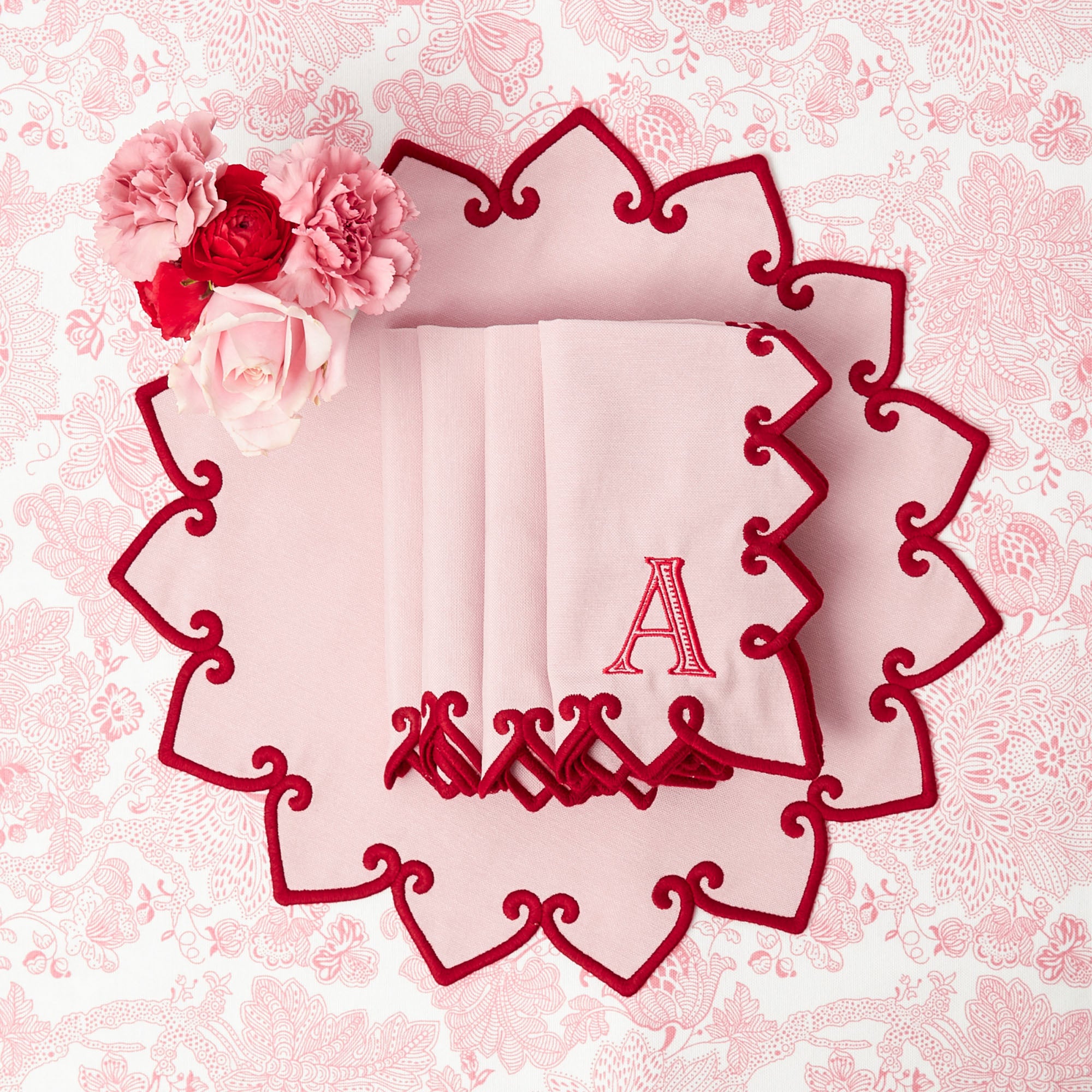 Angelina Pink & Red Placemats (Set of 4)