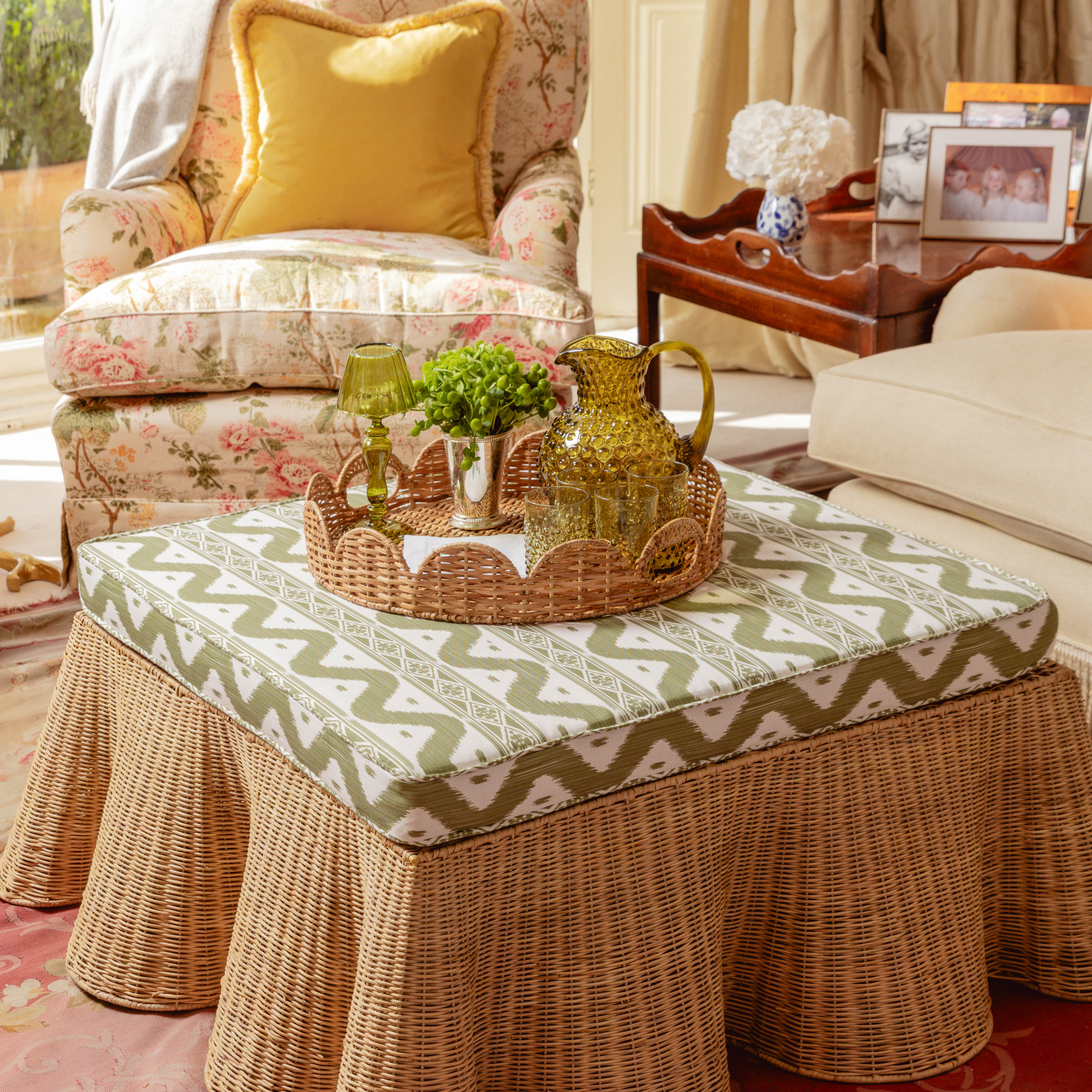 Vivienne Rattan Scalloped Ottoman