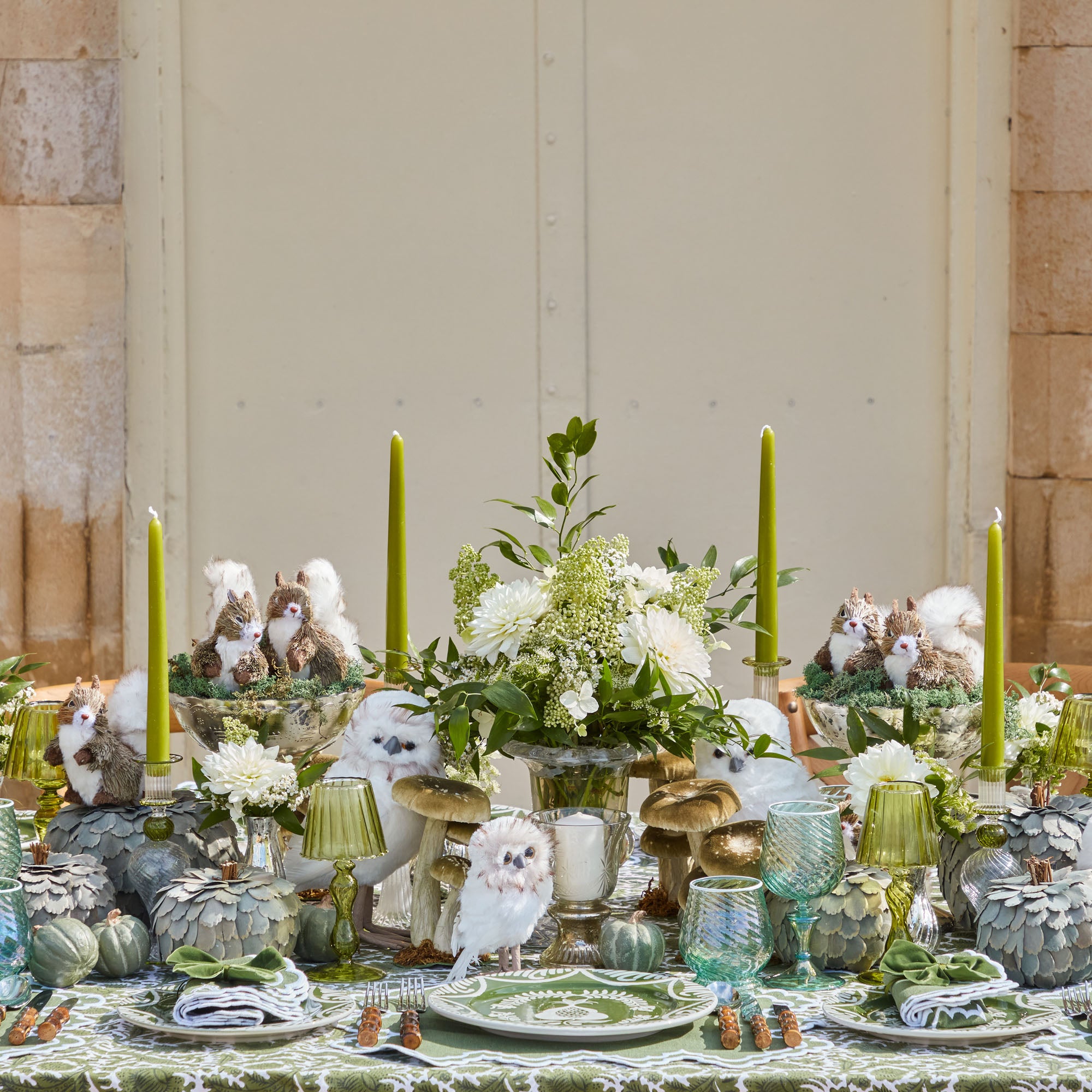 Pair of Snowy Owls: Enchanting woodland decor.