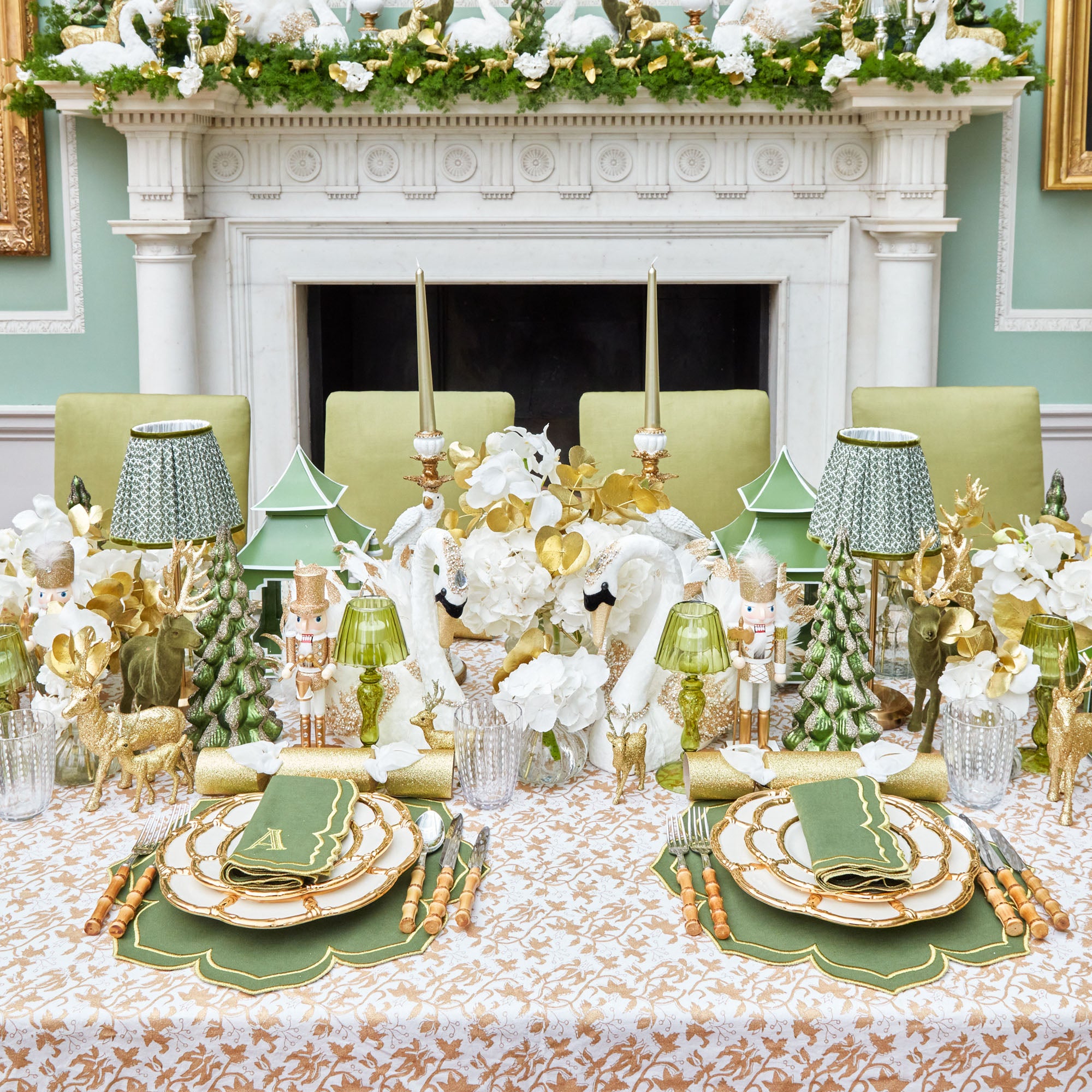 Fleur Green & Gold Napkins (Set of 4) – Mrs. Alice