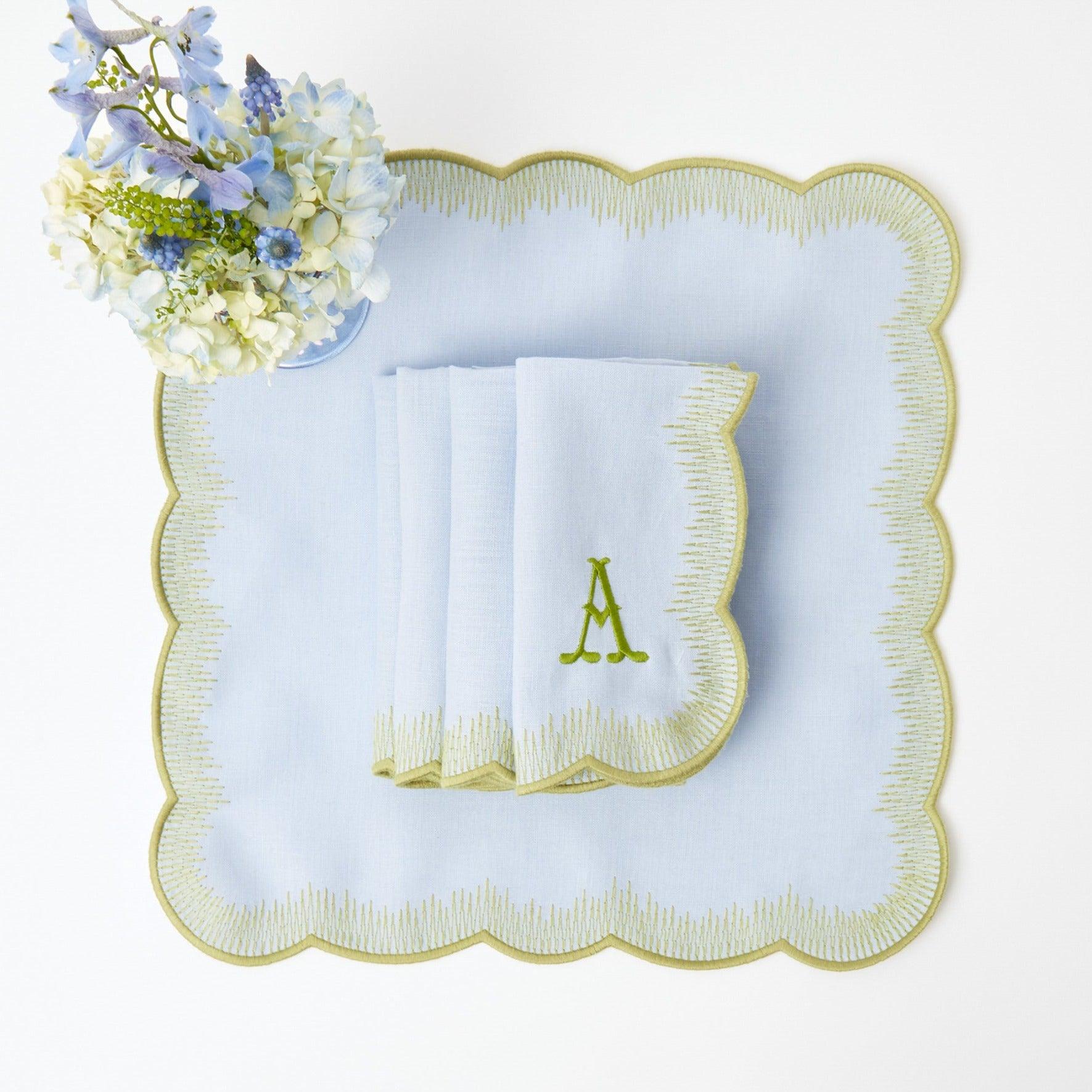 Alathea Blue & Green Linen Napkins (Set of 4) - Mrs. Alice