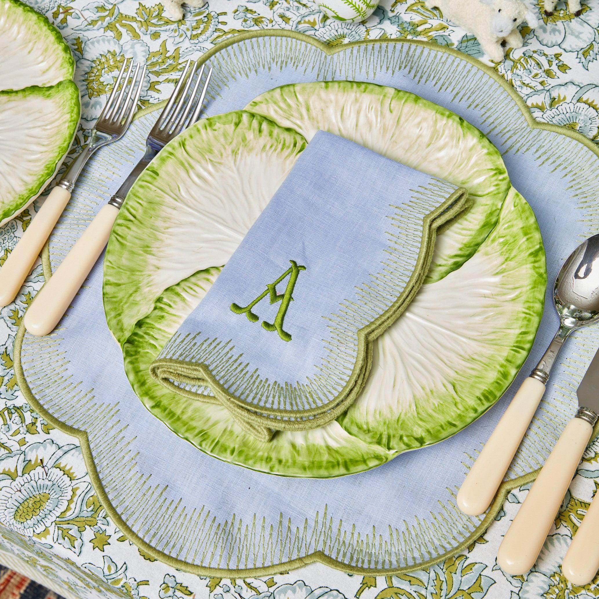 Alathea Blue & Green Linen Napkins (Set of 4) - Mrs. Alice