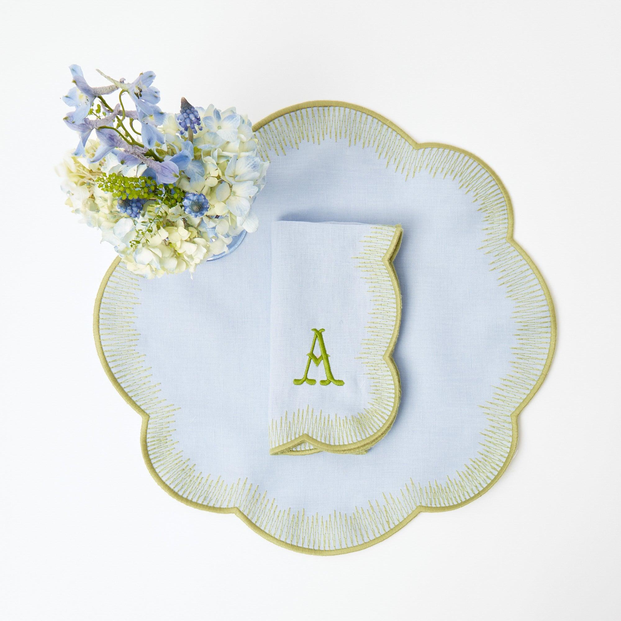 Alathea Blue & Green Linen Placemats (Set of 4) - Mrs. Alice