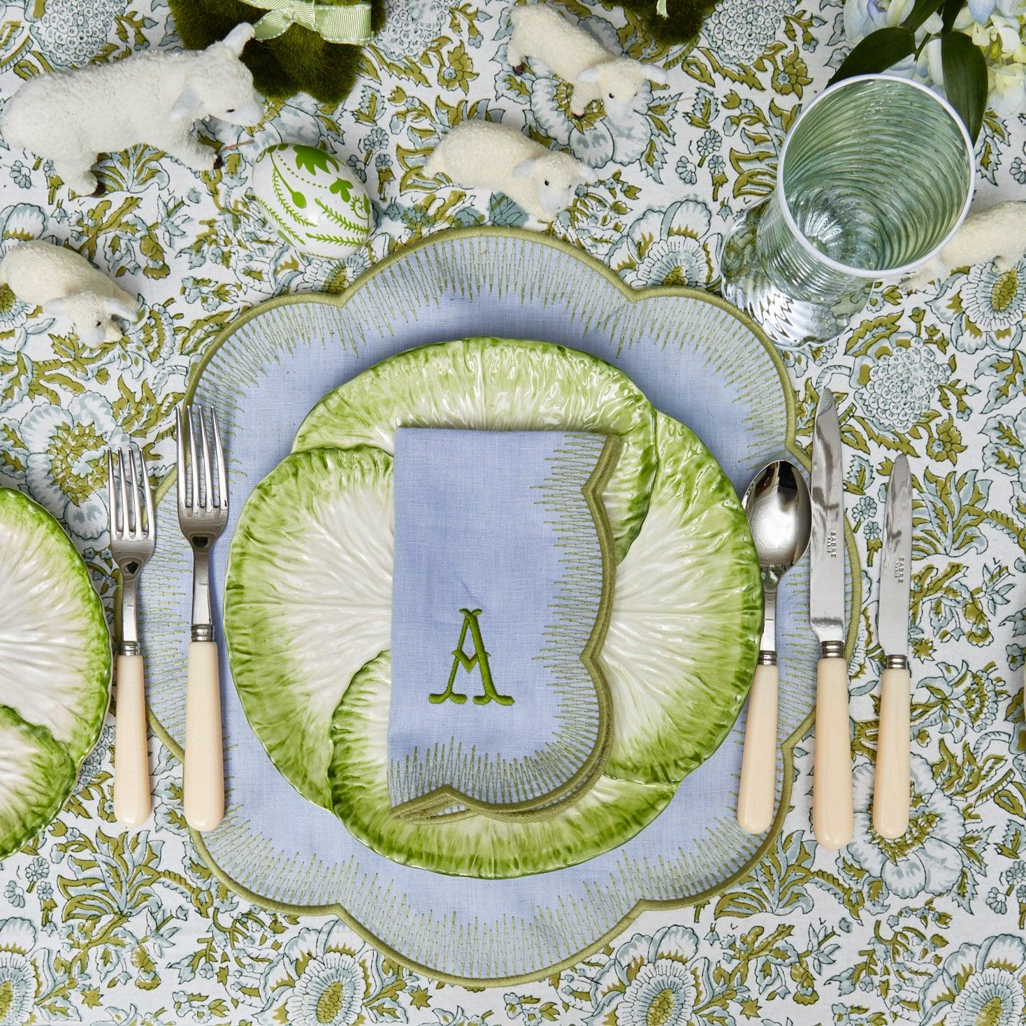 Alathea Blue & Green Linen Placemats (Set of 4) - Mrs. Alice