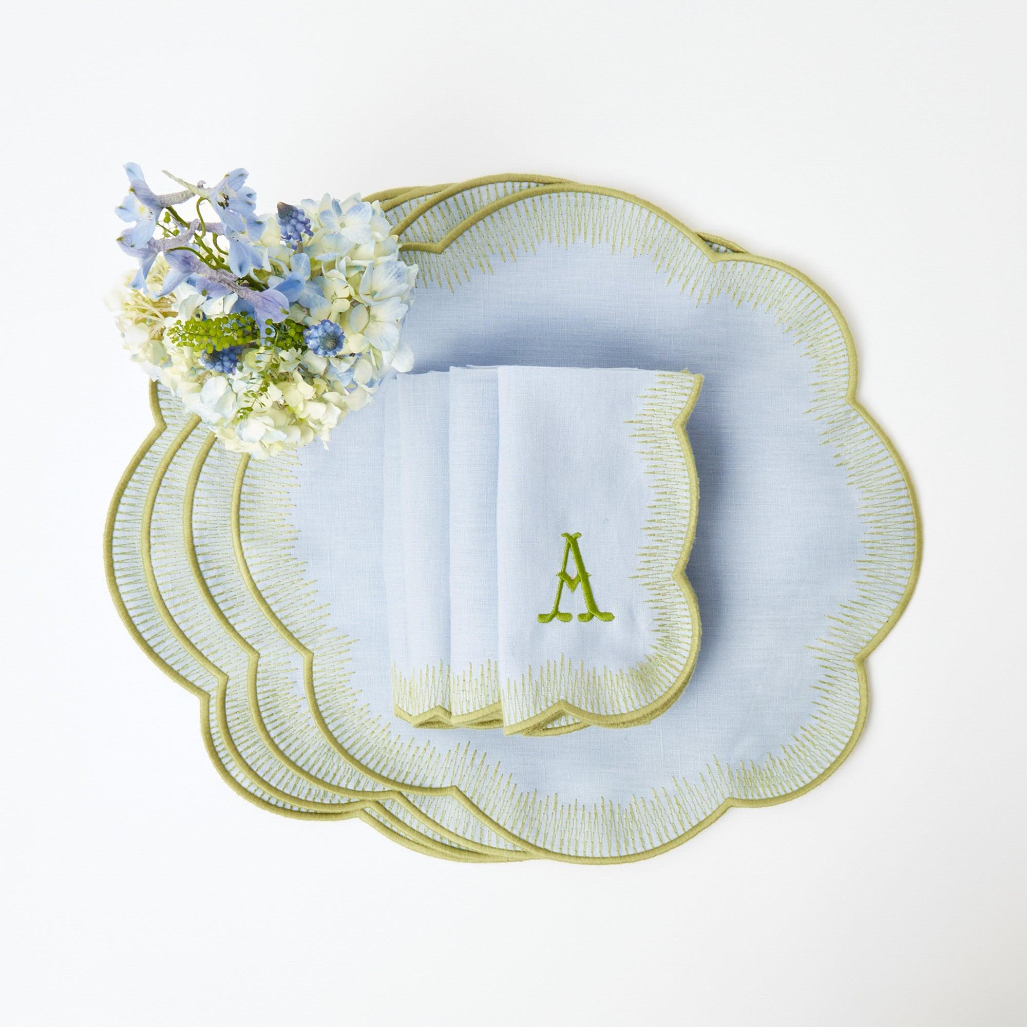 Alathea Blue & Green Linen Placemats (Set of 4) - Mrs. Alice