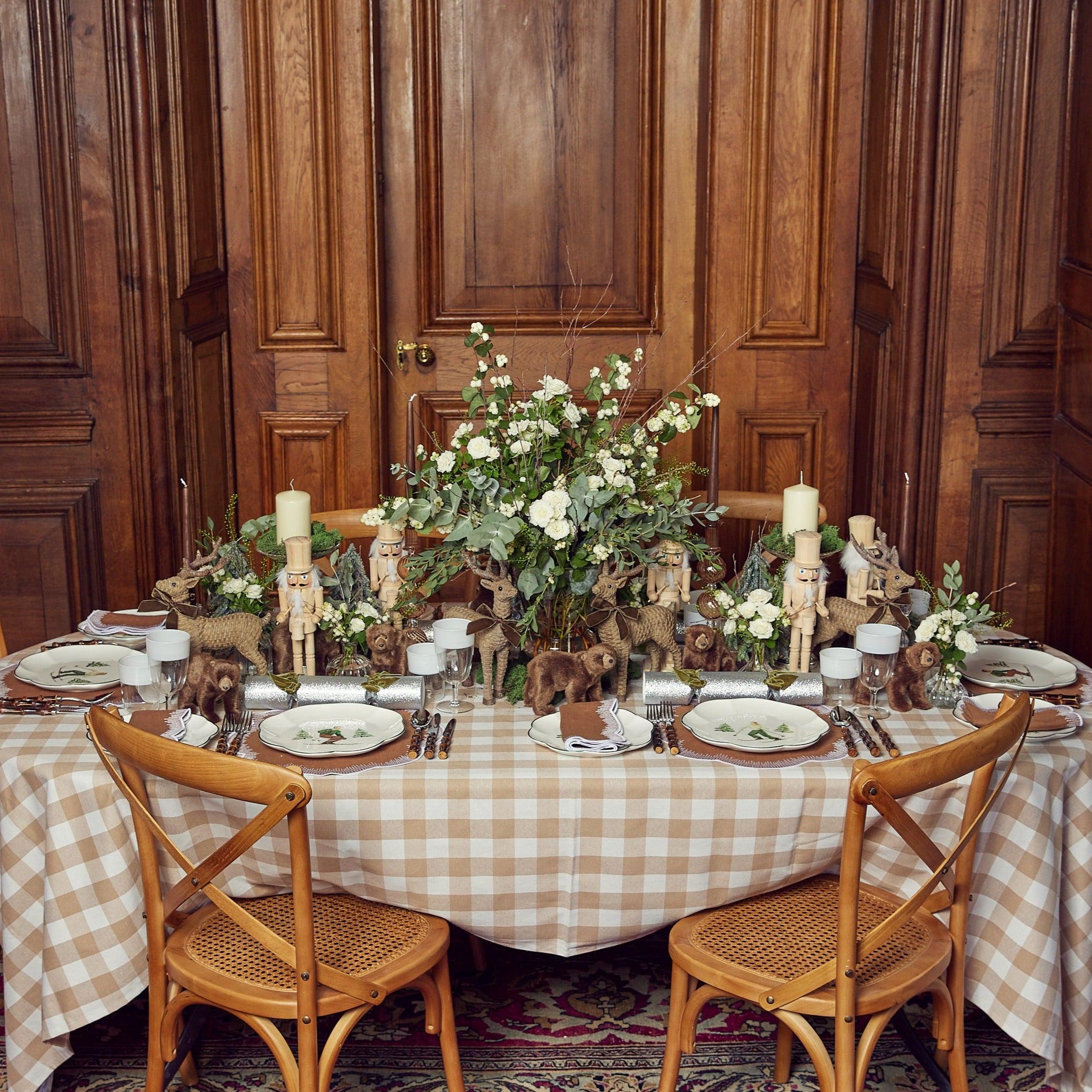 Elegant Alathea Caramel Linen Placemats for any meal.